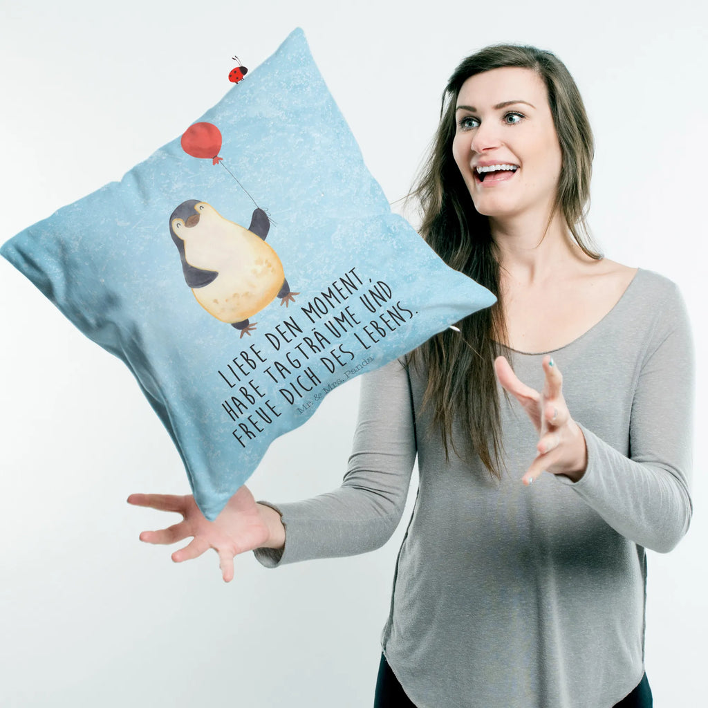 Cushion Penguin balloon pillows, bedroom, Pillow, pillow case, pad, fluffy, cushion, settee, sofa, soft, couch, 40x40, bed, 40 x 40, Penguin, North Pole, Winter, Penguins, new start, penguins, balloon, best friend, happiness, gift girlfriend, love, daydreams, new life, love of life, motivation, gift idea