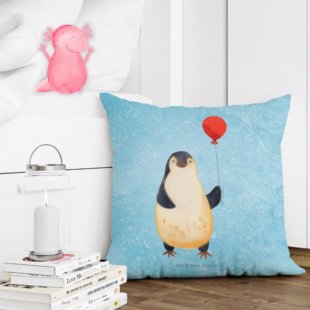 Cushion Penguin balloon pillows, bedroom, Pillow, pillow case, pad, fluffy, cushion, settee, sofa, soft, couch, 40x40, bed, 40 x 40, Penguin, North Pole, Winter, Penguins, new start, penguins, balloon, best friend, happiness, gift girlfriend, love, daydreams, new life, love of life, motivation, gift idea