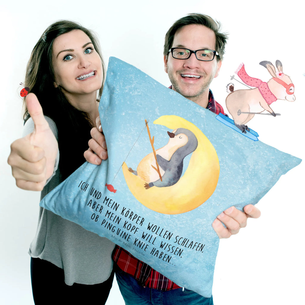 Cushion Penguin moon sofa, cushion, fluffy, bed, pillow case, bedroom, 40x40, couch, soft, 40 x 40, pillows, pad, settee, Pillow, Penguin, North Pole, Winter, Penguins, insomnia, guest room, sleep, night's rest, saying, penguins, falling asleep