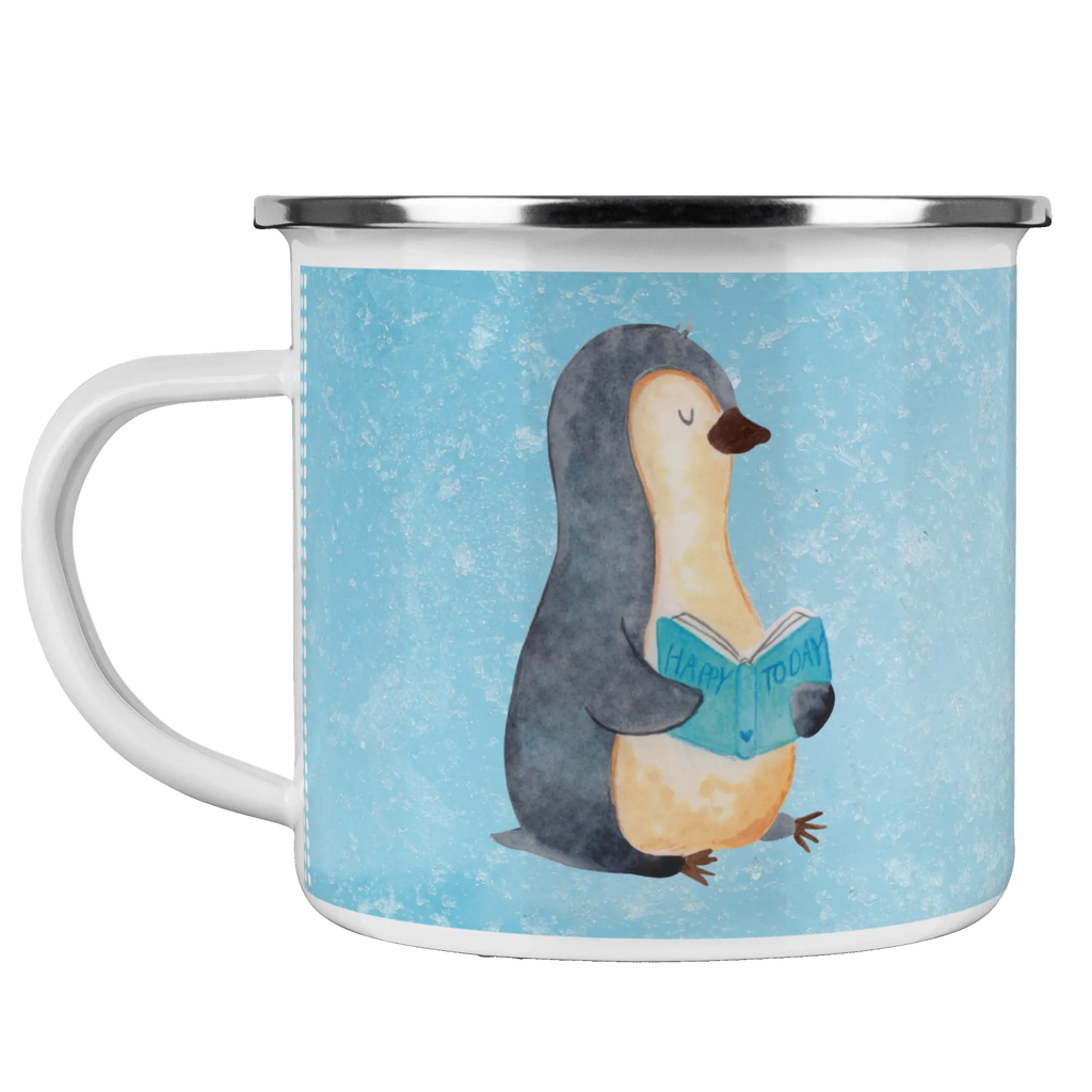 Camping Emaille Tasse Pinguin Buch Metalltasse, Tasse, wanderbecher, Kaffeebecher, wandertasse, Emaille Becher, reisetasse, Campingbecher, Campingtasse, Blechtasse, Tasse Emaille, Emailletasse, Teebecher, Reisebecher, Trinkbecher, Teetasse, blechbecher, metallbecher, Becher, emaillebecher, Pott, becher emaille, Kaffeetasse, Emaille Tasse, Pinguin, Lesen, Ferien, Urlaub, Freizeit, Faulenzen, Bücherwurm, Buch, Nichtstun, Pinguine