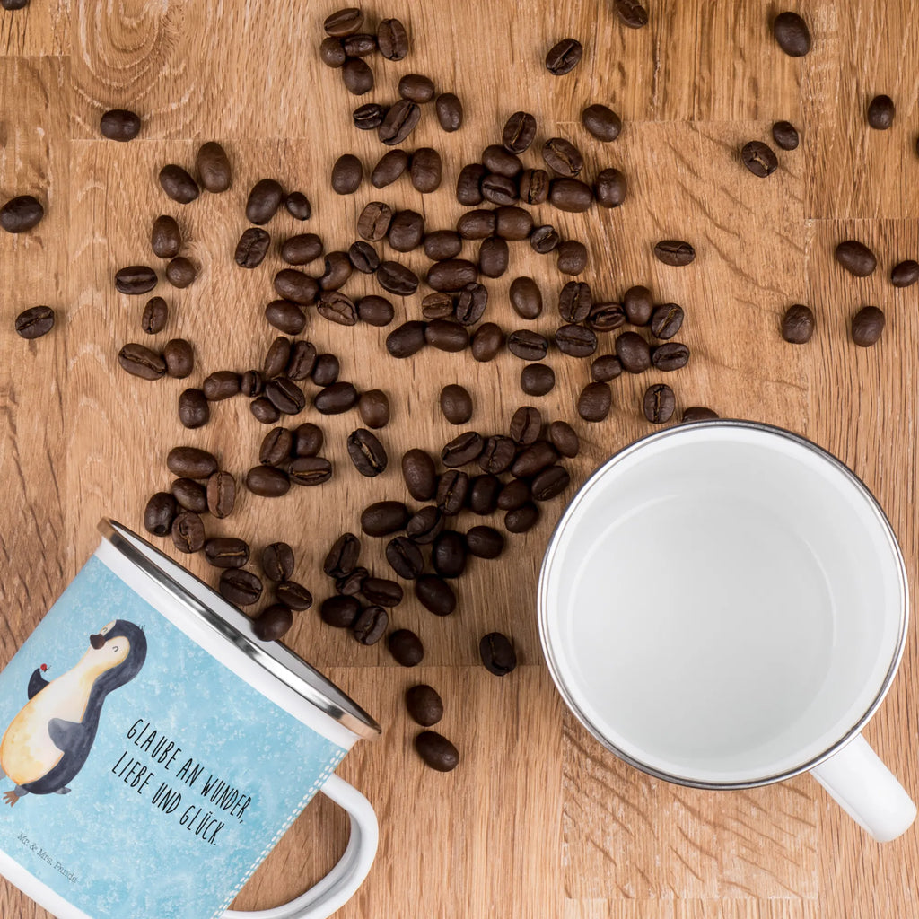 Enamel camping mug Penguin ladybug Kaffeebecher, blechbecher, Emaille Tasse, Tasse, Teebecher, reisetasse, Reisebecher, Kaffeetasse, wandertasse, Campingtasse, Emaille Becher, Teetasse, metallbecher, becher emaille, Becher, Blechtasse, Emailletasse, Metalltasse, Campingbecher, Tasse Emaille, Trinkbecher, Pott, emaillebecher, wanderbecher, Pinguin, Lebensfreude, Wunder, Pinguine, Glück, Liebe, Freude, Marienkäfer