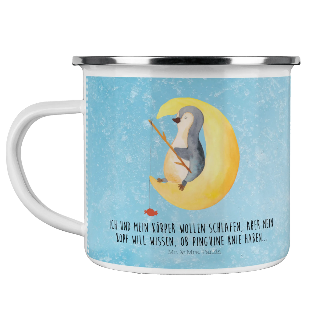 Enamel camping mug Penguin moon metallbecher, Emailletasse, Teetasse, reisetasse, Trinkbecher, Blechtasse, wandertasse, blechbecher, Emaille Becher, wanderbecher, becher emaille, Tasse, Emaille Tasse, Reisebecher, Tasse Emaille, Becher, Campingtasse, Campingbecher, Teebecher, emaillebecher, Kaffeebecher, Pott, Kaffeetasse, Metalltasse, Pinguin, Spruch, schlafen, Gästezimmer, Pinguine, Schlafstörungen, Einschlafen, Nachtruhe, Schlafzimmer