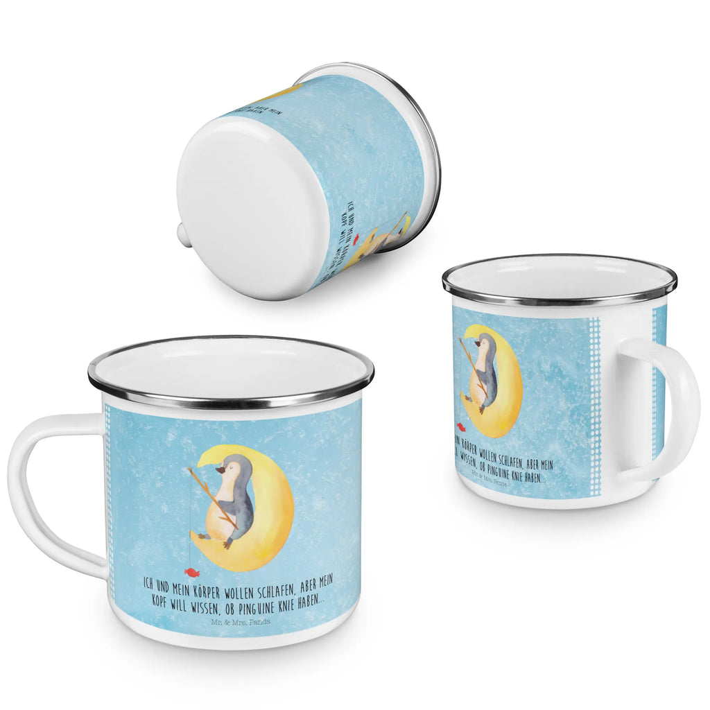 Enamel camping mug Penguin moon metallbecher, Emailletasse, Teetasse, reisetasse, Trinkbecher, Blechtasse, wandertasse, blechbecher, Emaille Becher, wanderbecher, becher emaille, Tasse, Emaille Tasse, Reisebecher, Tasse Emaille, Becher, Campingtasse, Campingbecher, Teebecher, emaillebecher, Kaffeebecher, Pott, Kaffeetasse, Metalltasse, Pinguin, Spruch, schlafen, Gästezimmer, Pinguine, Schlafstörungen, Einschlafen, Nachtruhe, Schlafzimmer