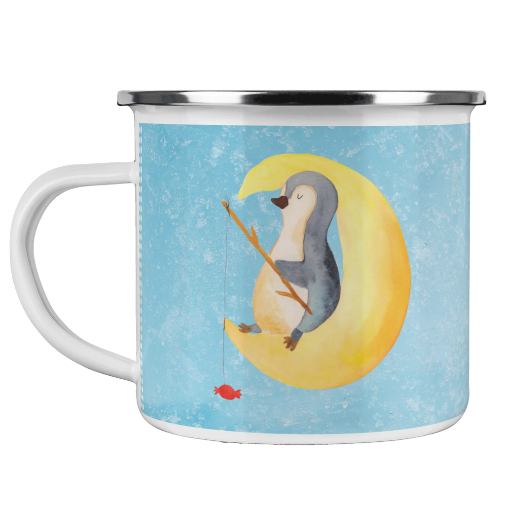 Enamel camping mug Penguin moon metallbecher, Emailletasse, Teetasse, reisetasse, Trinkbecher, Blechtasse, wandertasse, blechbecher, Emaille Becher, wanderbecher, becher emaille, Tasse, Emaille Tasse, Reisebecher, Tasse Emaille, Becher, Campingtasse, Campingbecher, Teebecher, emaillebecher, Kaffeebecher, Pott, Kaffeetasse, Metalltasse, Pinguin, Spruch, schlafen, Gästezimmer, Pinguine, Schlafstörungen, Einschlafen, Nachtruhe, Schlafzimmer