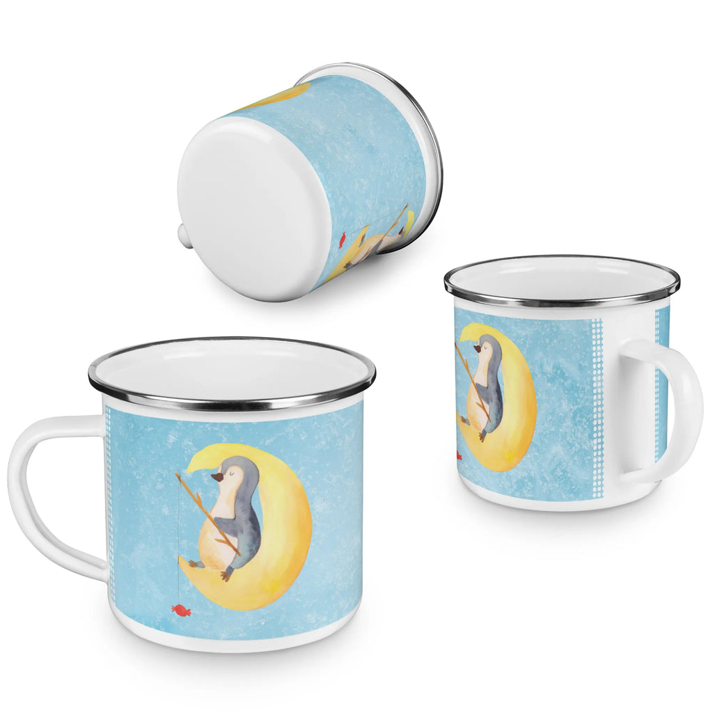 Enamel camping mug Penguin moon metallbecher, Emailletasse, Teetasse, reisetasse, Trinkbecher, Blechtasse, wandertasse, blechbecher, Emaille Becher, wanderbecher, becher emaille, Tasse, Emaille Tasse, Reisebecher, Tasse Emaille, Becher, Campingtasse, Campingbecher, Teebecher, emaillebecher, Kaffeebecher, Pott, Kaffeetasse, Metalltasse, Pinguin, Spruch, schlafen, Gästezimmer, Pinguine, Schlafstörungen, Einschlafen, Nachtruhe, Schlafzimmer