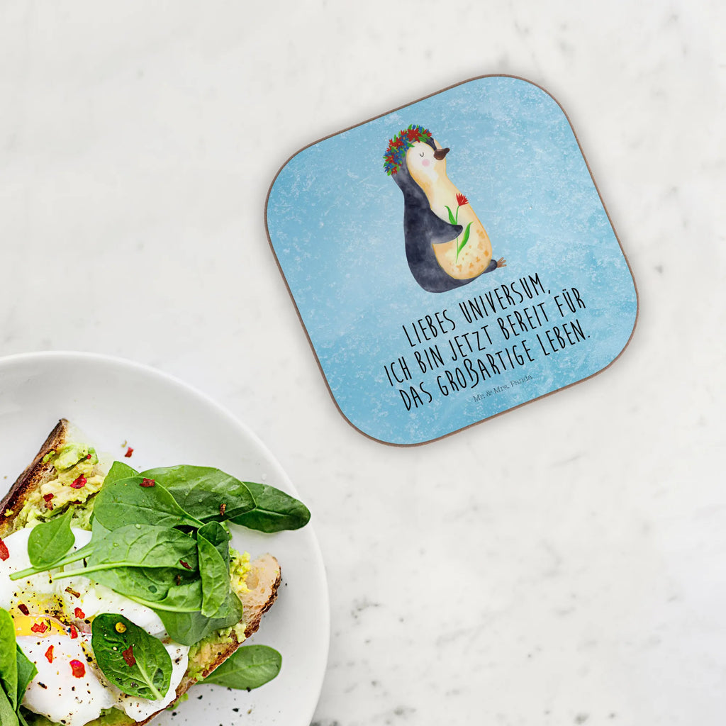 Quadratische Untersetzer Pinguin Blumenkranz Tassen Untersetzer, Untersetzer, Untersetzer für Gläser, Holzuntersetzer, Untersetzer Holz, Getränkeuntersetzer, Bierdeckel, Untersetzer aus Holz, Untersetzer Gläser, Untersetzer Design, Korkuntersetzer, Glasuntersetzer, Pinguin, Ziele, Liebeskummer, Motivation, Lebenslust, Pinguine, Geschenkidee, Universum, Leben, Lebensziele, Blumenkranz, Wünsche