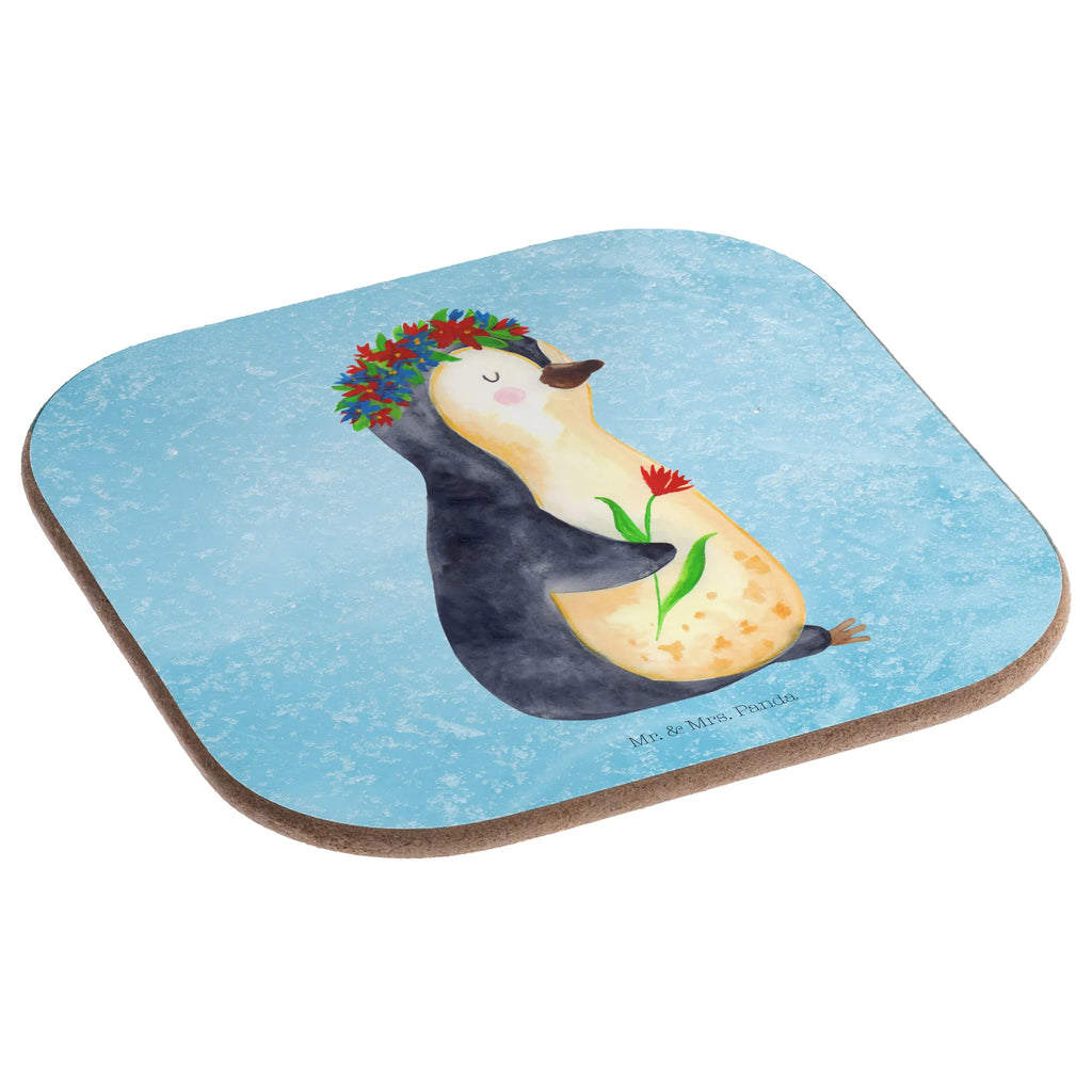 Quadratische Untersetzer Pinguin Blumenkranz Tassen Untersetzer, Untersetzer, Untersetzer für Gläser, Holzuntersetzer, Untersetzer Holz, Getränkeuntersetzer, Bierdeckel, Untersetzer aus Holz, Untersetzer Gläser, Untersetzer Design, Korkuntersetzer, Glasuntersetzer, Pinguin, Ziele, Liebeskummer, Motivation, Lebenslust, Pinguine, Geschenkidee, Universum, Leben, Lebensziele, Blumenkranz, Wünsche