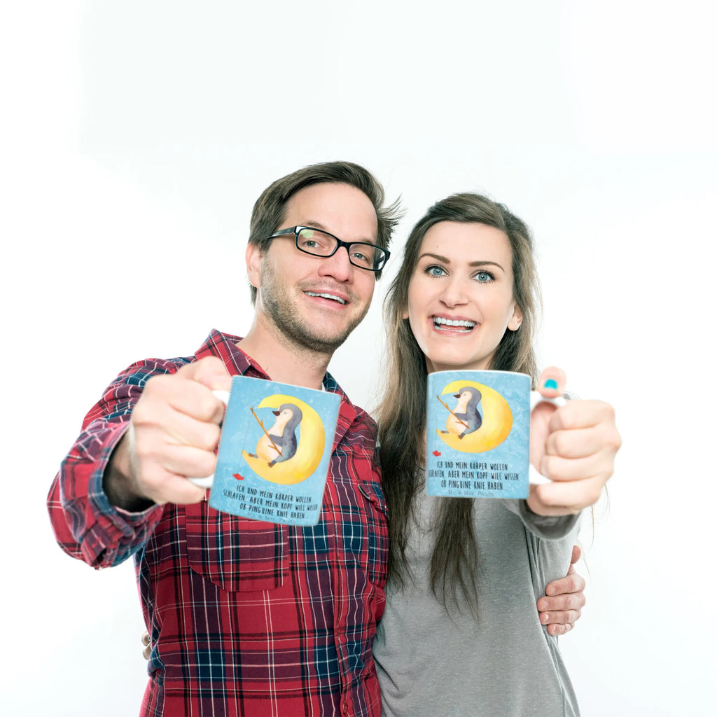 Mug Penguin moon Keramiktasse, Geschenktasse, Tasse, Bürotasse, Teetasse, Tasse mit Zitaten, Tasse mit Motiven, Kaffeetasse, Porzellantasse, Pinguin, Schlafstörungen, Nachtruhe, Gästezimmer, Schlafzimmer, schlafen, Spruch, Pinguine, Einschlafen