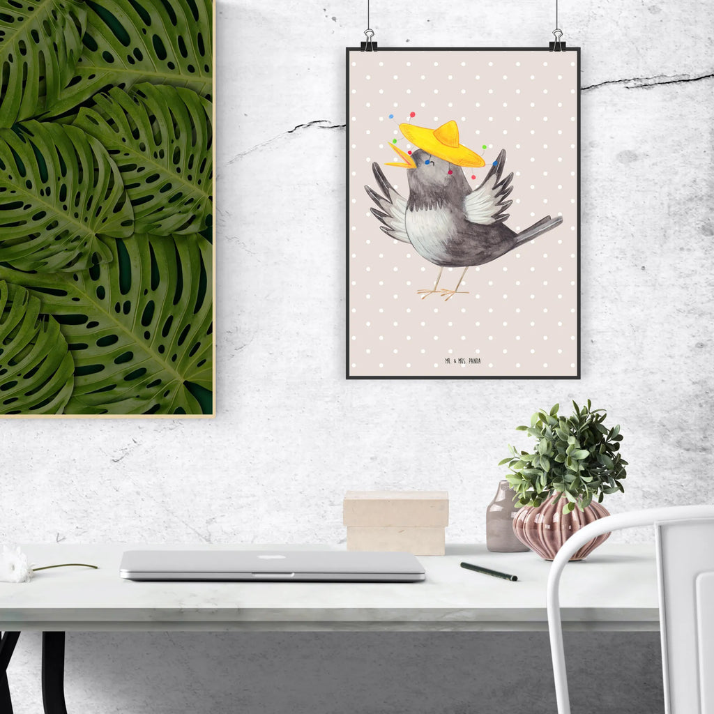 Poster Rabe Sombrero Bild, Poster, Wandschmuck, Wandbild, Design Poster, Wanddeko Bild, wanddruck, Deko Poster, Plakat, grafikposter, kunstdruck poster, Wandposter, kunstposter, wanddeko, wandkunst, Designposter, Panda Poster, Wanddekoration, Posterdruck, Mr. & Mrs. Panda Poster, typografie poster, Kunstdruck, drucke, Deko Bild, Tiermotive, Gute Laune, Lustige Sprüche, Tiere, Motivation, Froh, glücklich sein, Vögel, Glück Spruch, Elster, Spruch Positiv, Fröhlich sein, Rabe, Vogel
