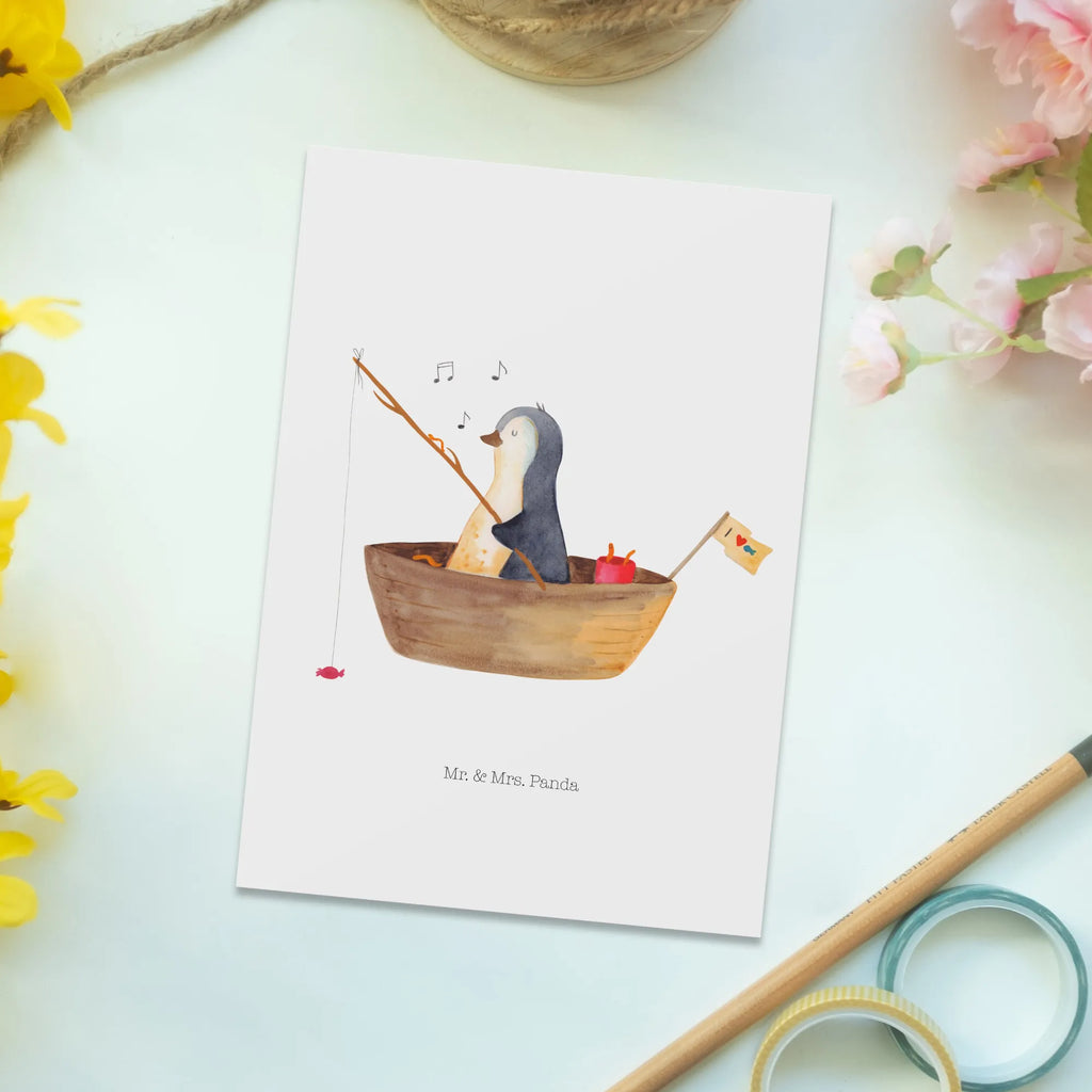 Postkarte Pinguin Angelboot Ansichtskarten, Fotokarte, Designkarte, spruchkarte, bildkarte, Kunstkarten, Grußkarte, Motivkarte, Postkarten, einzelkarte, Ansichtskarte, kunstkarte, Postkarte, Pinguin, Angelboot, Neustart, Lebenslust, Geschenkidee Liebeskummer, Motivation, Pinguine, Angeln, Genießen, Trennung, Scheidung, Neuanfang, Boot, Leben