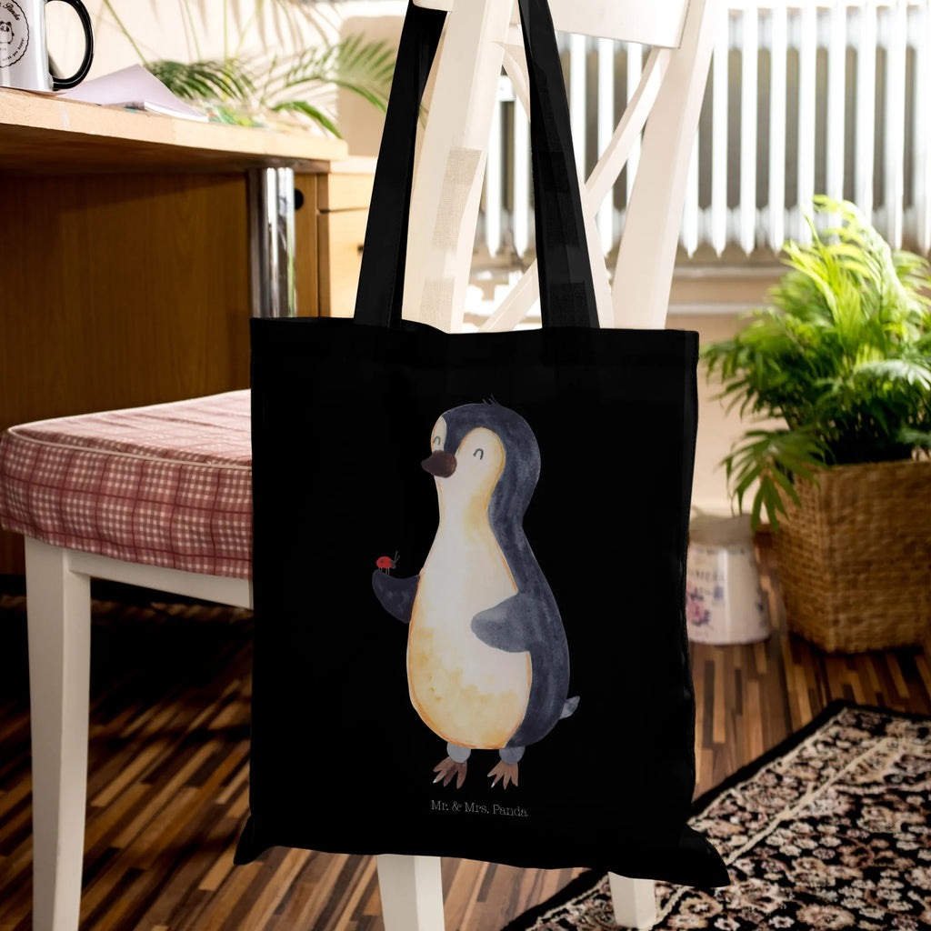 Tragetasche Pinguin Marienkäfer Stoffbeutel, Badetasche, Strandtasche, Schultertasche, Shopper, Einkaufstasche, Umhängetasche, Beutel, Tragetasche, Einkaufstüte, Laptoptasche, Beuteltasche, Tasche, Stofftasche, Jutebeutel, Jutetasche, Pinguin, Lebensfreude, Liebe, Glück, Marienkäfer, Wunder, Pinguine, Freude