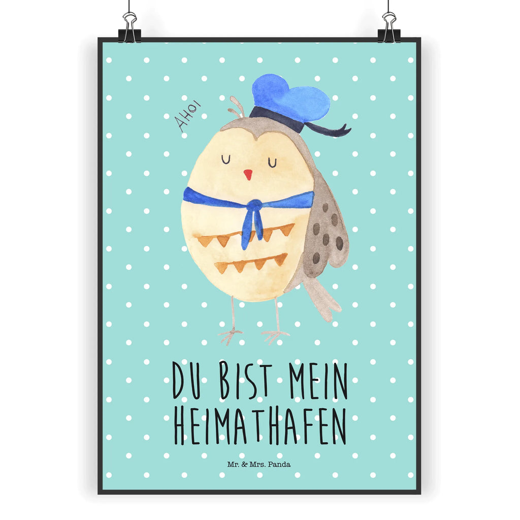 Plakat sowa Marynarz Wanddeko Bild, Wandschmuck, wanddeko, Poster, Bild für Wand, wandkunst, grafikposter, Wandbild, Posterdruck, kunstposter, Wanddekoration, Wandposter, Designposter, Deko Bild, Plakat, kunst für die wand, Mr. & Mrs. Panda Poster, wanddruck, Kunstdruck, kunstdruck poster, drucke, Bild, Eule, Freundin, Seefahrer, Owl, Matrose, Heimathafen, Ehe, Wortspiel Lustig, Eule Spruch, Hochzeitstag Geschenk, Eule Deko