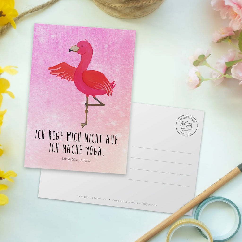 Pocztówka Flamingo joga einzelkarte, Fotokarte, Postkarten, Kunstkarten, Designkarte, Postkarte, spruchkarte, Grußkarte, Motivkarte, bildkarte, Ansichtskarten, kunstkarte, Ansichtskarte, Flamingo, Aufregen, Yoga-Übung, Namaste, Vogel, Ärger, Achtsamkeit, Tiefenentspannung, Entspannung, Yoga