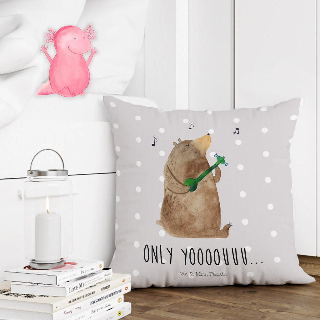 Cushion bear guitar 40 x 40, settee, Pillow, couch, sofa, fluffy, soft, pad, pillow case, pillows, cushion, 40x40, bed, bedroom, bear, teddy, teddy bear, cuddly toy