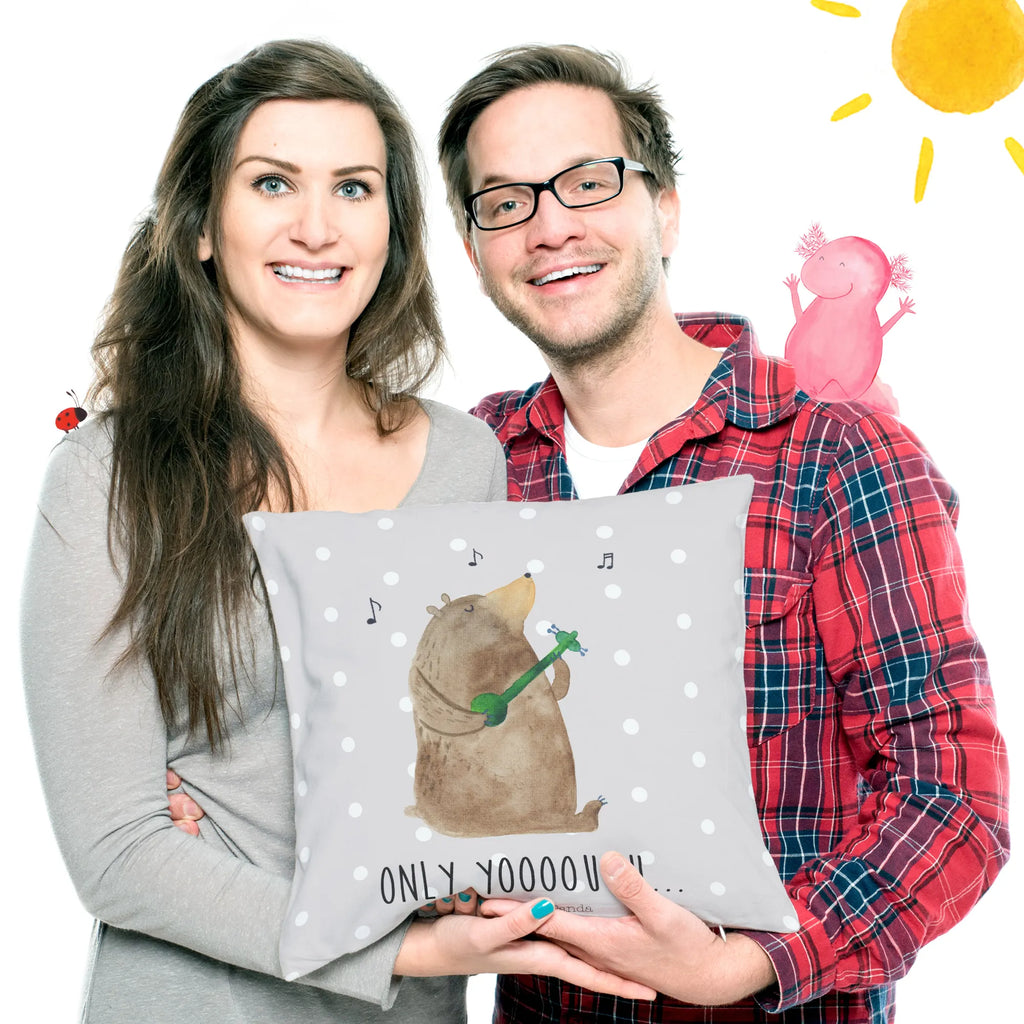 Cushion bear guitar 40 x 40, settee, Pillow, couch, sofa, fluffy, soft, pad, pillow case, pillows, cushion, 40x40, bed, bedroom, bear, teddy, teddy bear, cuddly toy