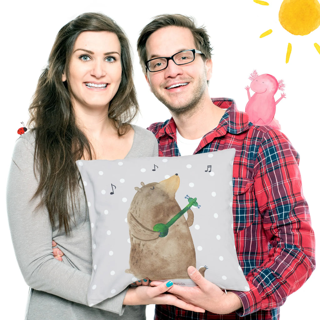 Cushion bear guitar 40 x 40, settee, Pillow, couch, sofa, fluffy, soft, pad, pillow case, pillows, cushion, 40x40, bed, bedroom, bear, teddy, teddy bear, cuddly toy