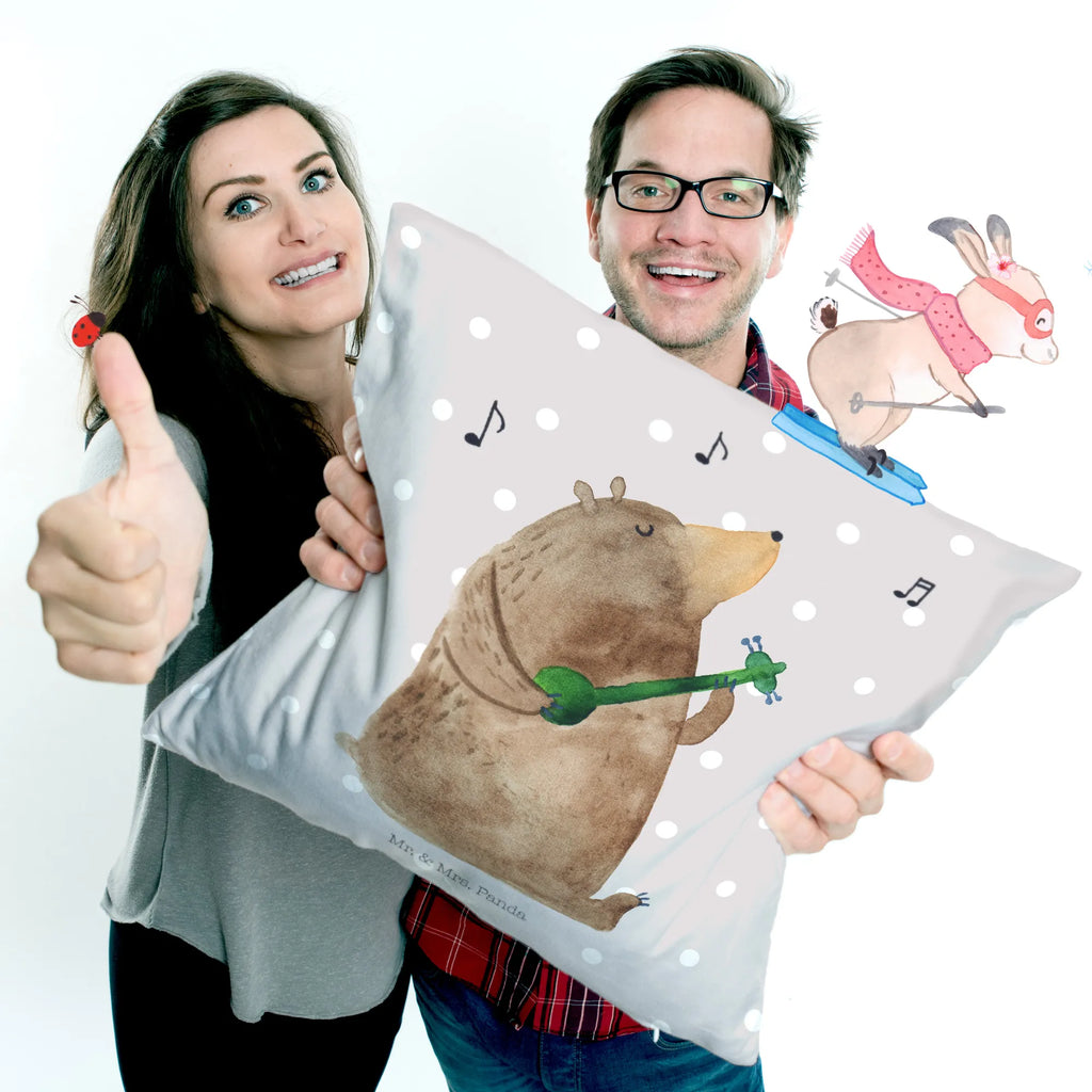 Cushion bear guitar 40 x 40, settee, Pillow, couch, sofa, fluffy, soft, pad, pillow case, pillows, cushion, 40x40, bed, bedroom, bear, teddy, teddy bear, cuddly toy