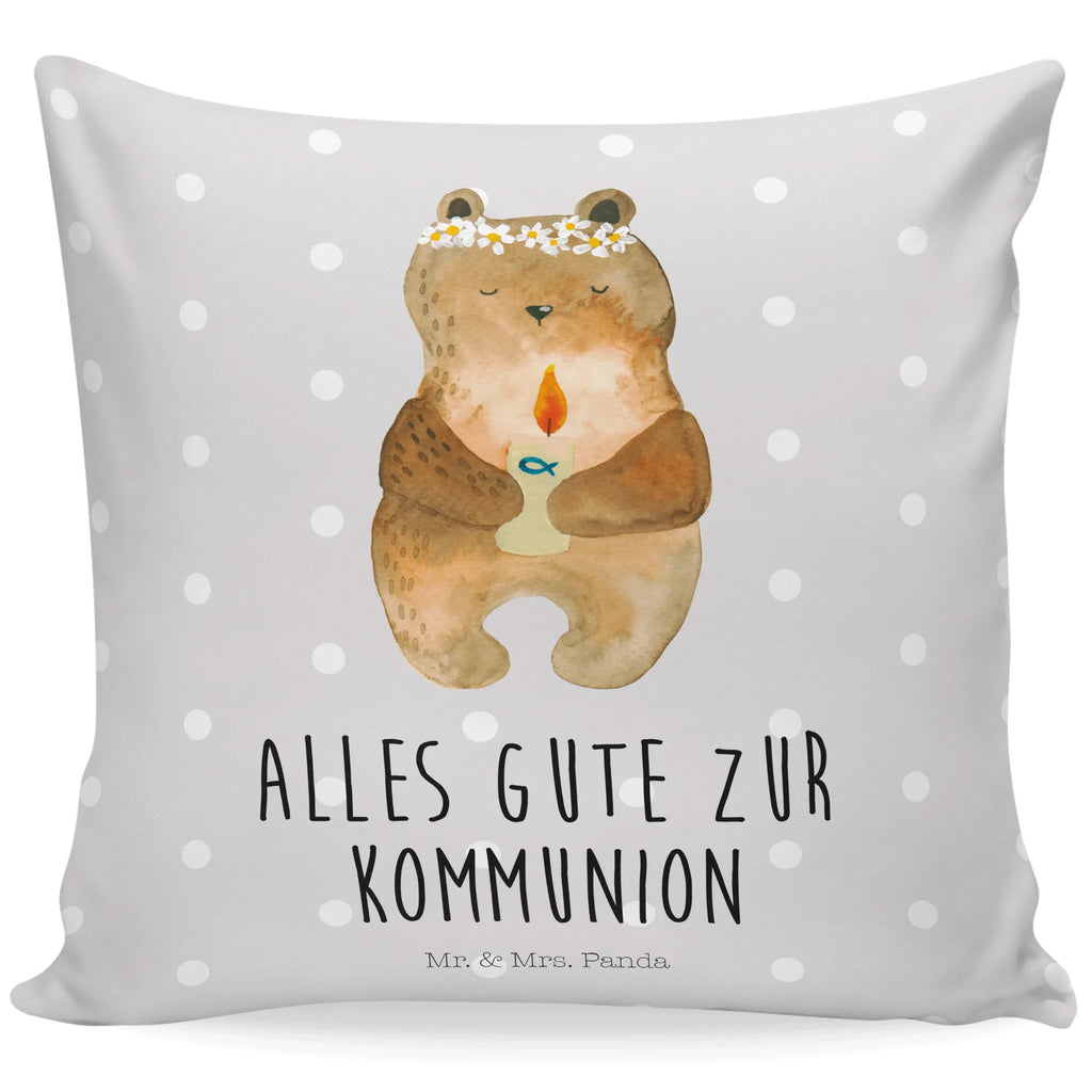 Cushion bear communion pillow case, sofa, 40x40, couch, pillows, soft, fluffy, bed, pad, settee, 40 x 40, Pillow, cushion, bedroom, bear, teddy, teddy bear, cuddly toy, catholic, communion, God's blessing, baptismal candle