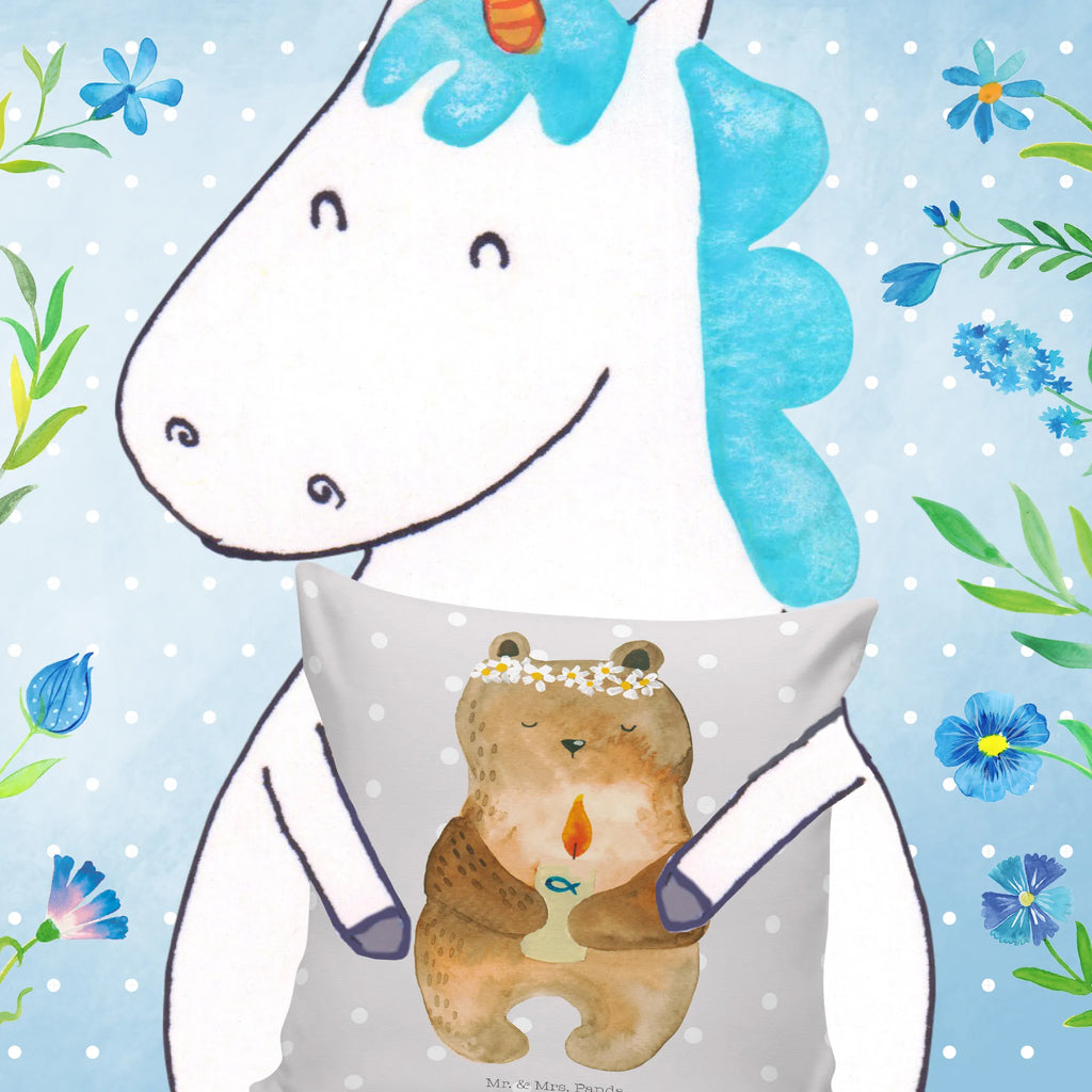 Cushion bear communion pillow case, sofa, 40x40, couch, pillows, soft, fluffy, bed, pad, settee, 40 x 40, Pillow, cushion, bedroom, bear, teddy, teddy bear, cuddly toy, catholic, communion, God's blessing, baptismal candle