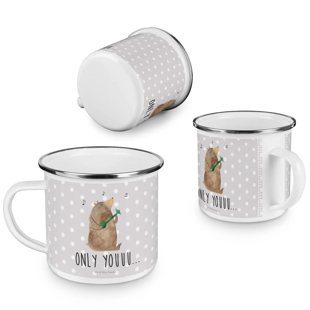 Enamel camping mug bear guitar Pott, Tasse, wandertasse, Emaille Tasse, metallbecher, Tasse Emaille, Teetasse, Campingbecher, becher emaille, Metalltasse, Trinkbecher, Kaffeebecher, wanderbecher, reisetasse, Reisebecher, Emaille Becher, emaillebecher, Campingtasse, Blechtasse, Emailletasse, Teebecher, Kaffeetasse, blechbecher, Becher, Teddy, Bär, Teddybär