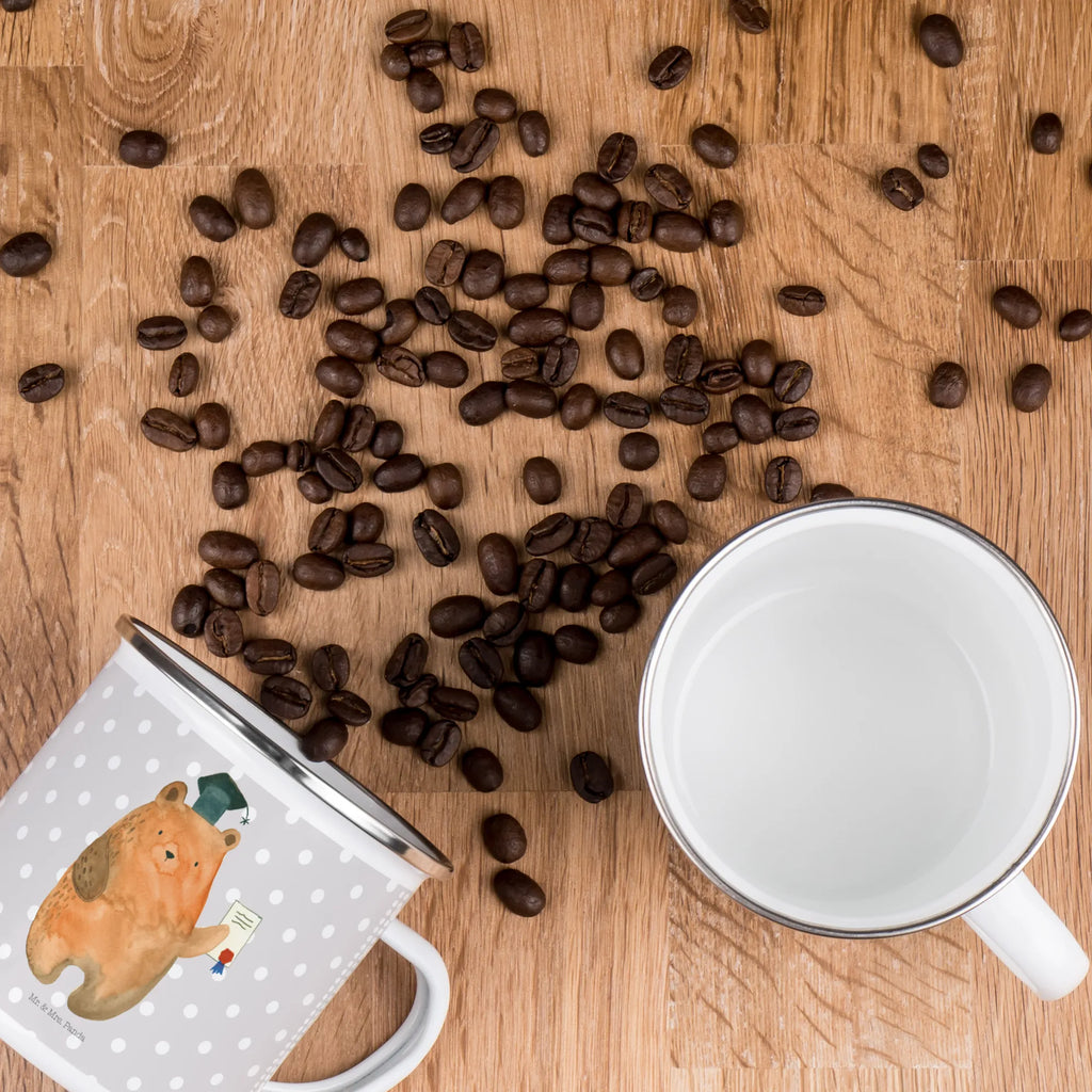 Enamel camping mug bear Test enamel mug, hiking mug, travel mug, camp coffee mug, lightweight camping mug, tin coffee cup, enamel camping cup, camping mug, adventure mug, bushcraft mug, backpacking mug, campfire mug, metal camping mug, camper mug, metal cup, stainless steel drinking cup, steel mug for camping, enamel drinking mug, outdoor cup, camping metal cup, bear, teddy, teddy bear, cuddly toy, diploma, certificate, degree, examinations, Abitur, examination passed