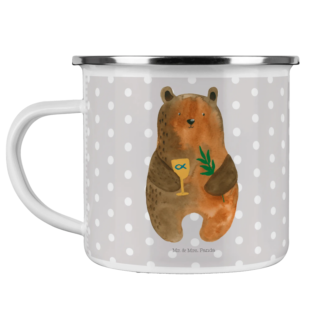 Enamel camping mug bear confirmation Pott, wandertasse, Campingtasse, emaillebecher, Becher, Reisebecher, metallbecher, Emaille Becher, Blechtasse, wanderbecher, Teebecher, Teetasse, reisetasse, Campingbecher, blechbecher, Emaille Tasse, Tasse Emaille, Trinkbecher, Kaffeebecher, Metalltasse, Kaffeetasse, becher emaille, Tasse, Emailletasse, Teddy, Bär, Teddybär, Gottesdienst, Konfirmation, Evangelisch, Kirche