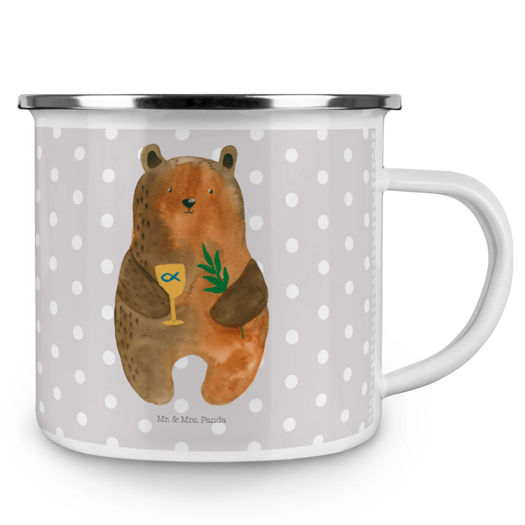 Enamel camping mug bear confirmation Pott, wandertasse, Campingtasse, emaillebecher, Becher, Reisebecher, metallbecher, Emaille Becher, Blechtasse, wanderbecher, Teebecher, Teetasse, reisetasse, Campingbecher, blechbecher, Emaille Tasse, Tasse Emaille, Trinkbecher, Kaffeebecher, Metalltasse, Kaffeetasse, becher emaille, Tasse, Emailletasse, Teddy, Bär, Teddybär, Gottesdienst, Konfirmation, Evangelisch, Kirche