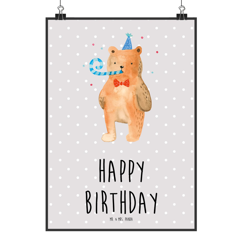 Plakat Niedźwiedź urodziny Posterdruck, Mr. & Mrs. Panda Poster, Designposter, Bild, grafikposter, Plakat, drucke, Wanddeko Bild, Poster, kunstdruck poster, Wandposter, Deko Bild, Kunstdruck, Wandschmuck, kunst für die wand, Wandbild, wandkunst, kunstposter, wanddruck, Bild für Wand, wanddeko, Wanddekoration, Teddybär, Bär, Teddy, Glückwunsch, Happy Birthday, Alles Gute, Geburtstag