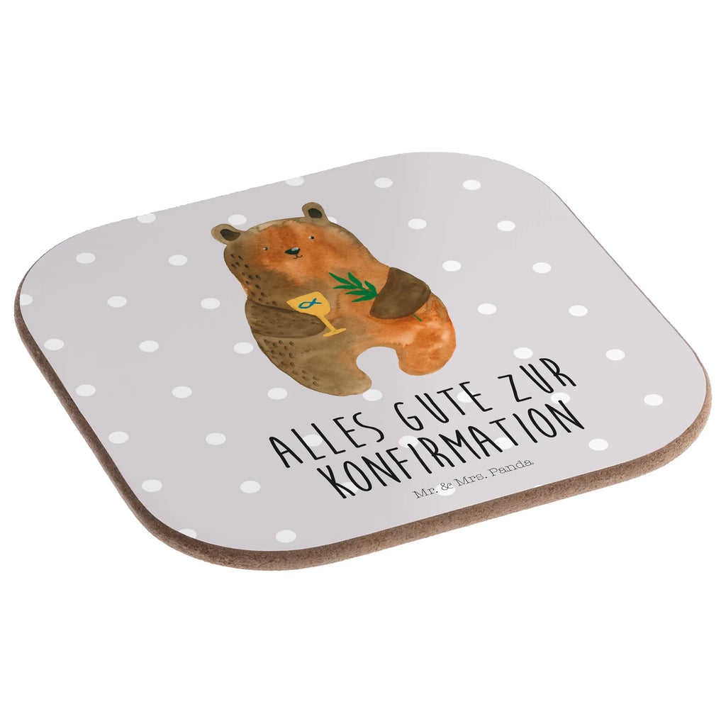 Square coaster bear confirmation glass coasters, gift, party, breakfast, gifts, presents, Coasters, bear, teddy, teddy bear, cuddly toy, service, church, evangelic, confirmation