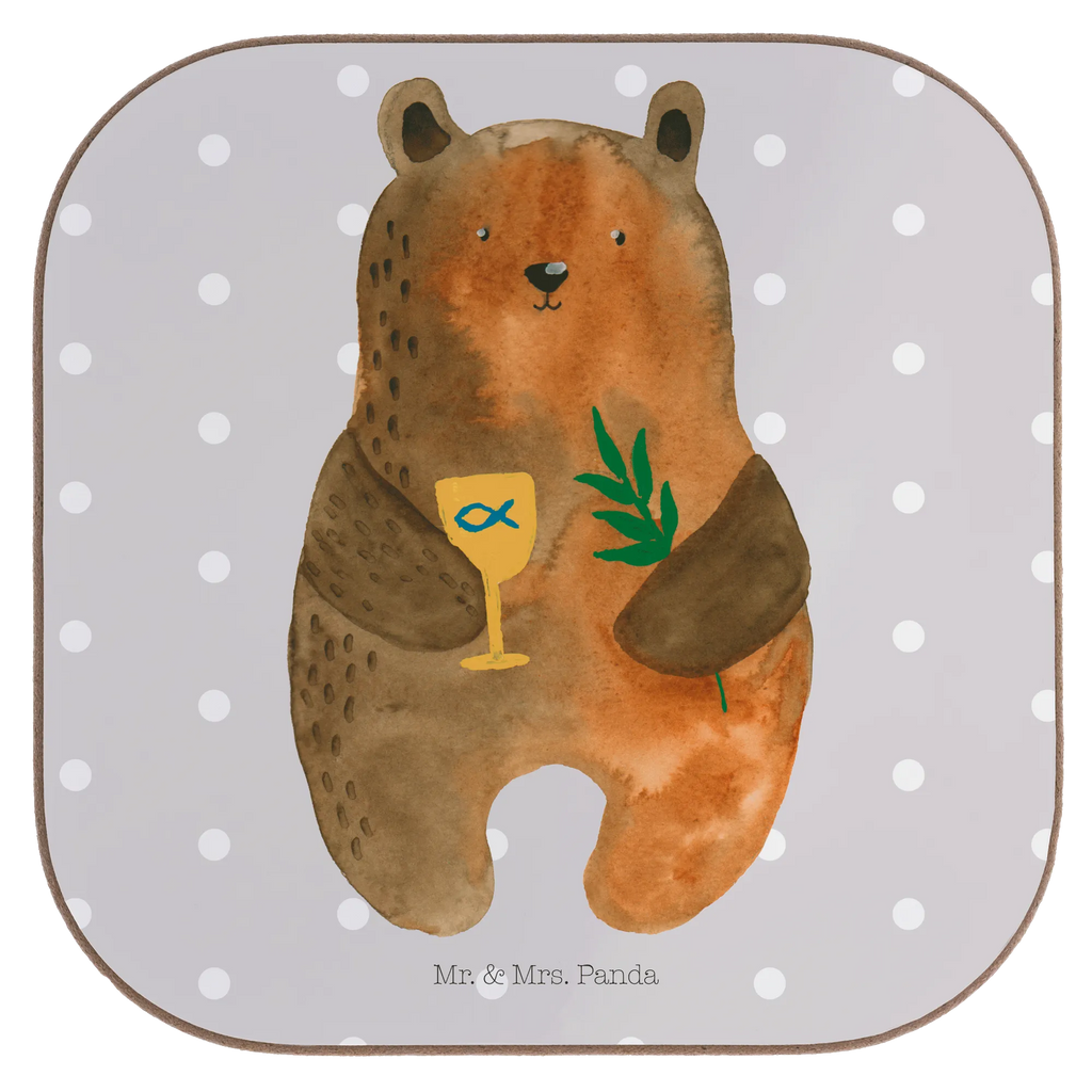 Square coaster bear confirmation glass coasters, gift, party, breakfast, gifts, presents, Coasters, bear, teddy, teddy bear, cuddly toy, service, church, evangelic, confirmation