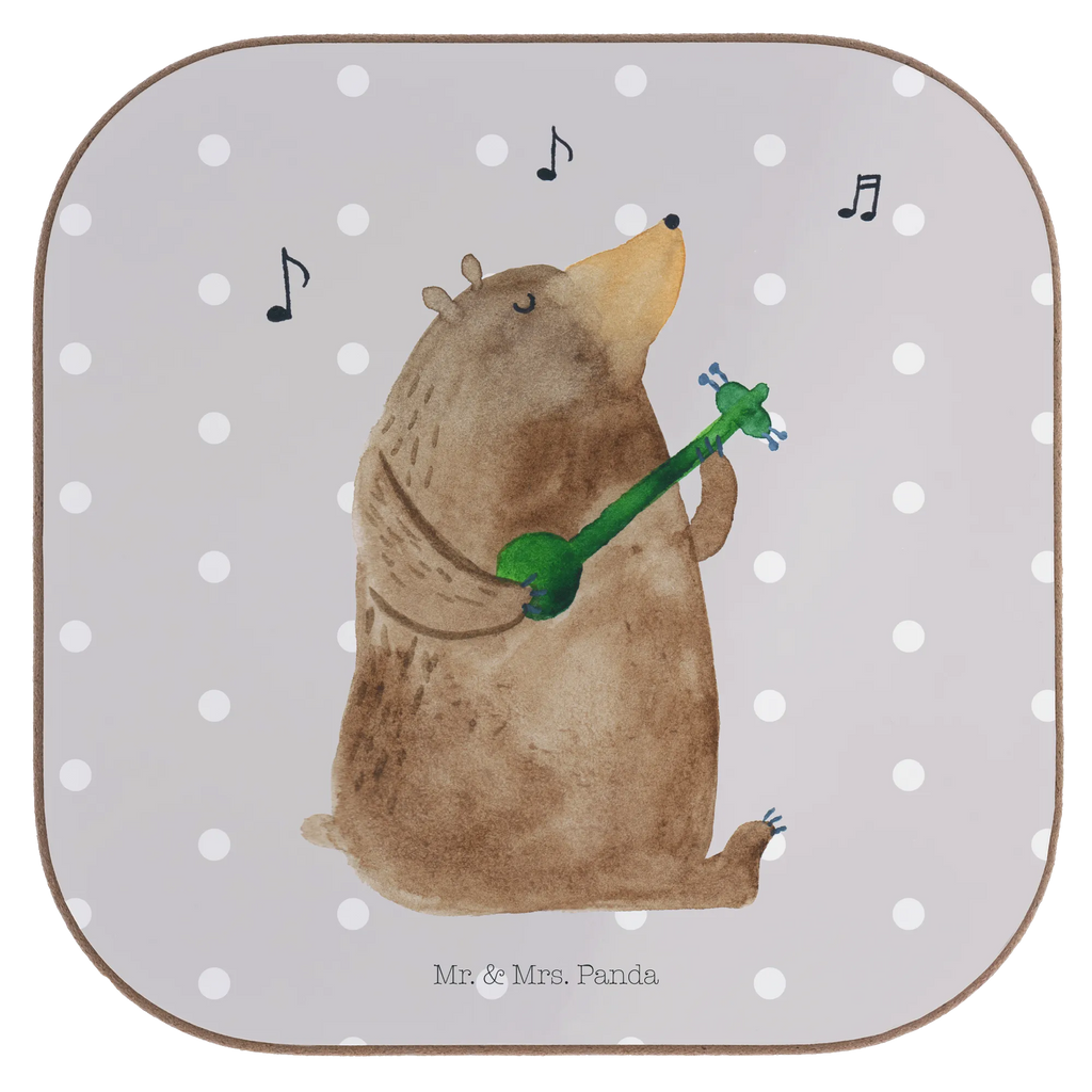 Square coaster bear song glass coasters, Coasters, gift, party, breakfast, presents, gifts, bear, teddy, teddy bear, cuddly toy, valentine, partner, Bear, love song, song, girlfriend, love, woman, heart, saying