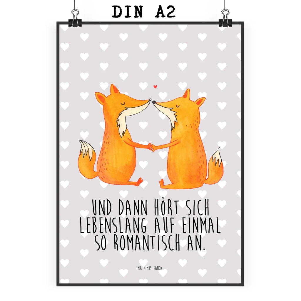 Poster Füchse Liebe Bild für Wand, wandkunst, Wandbild, Wandposter, Wanddekoration, Wanddeko Bild, kunstposter, kunstdruck poster, wanddeko, Kunstdruck, Poster, Posterdruck, Deko Bild, Bild, drucke, Designposter, Mr. & Mrs. Panda Poster, kunst für die wand, Wandschmuck, wanddruck, Plakat, grafikposter, Fuchs, Freundin, Ehemann, Füchse, Partner, Verlobte, Ehe, Ehefrau, Fox, Liebesbeweis, Liebespaar, Freund, Liebe, Paar