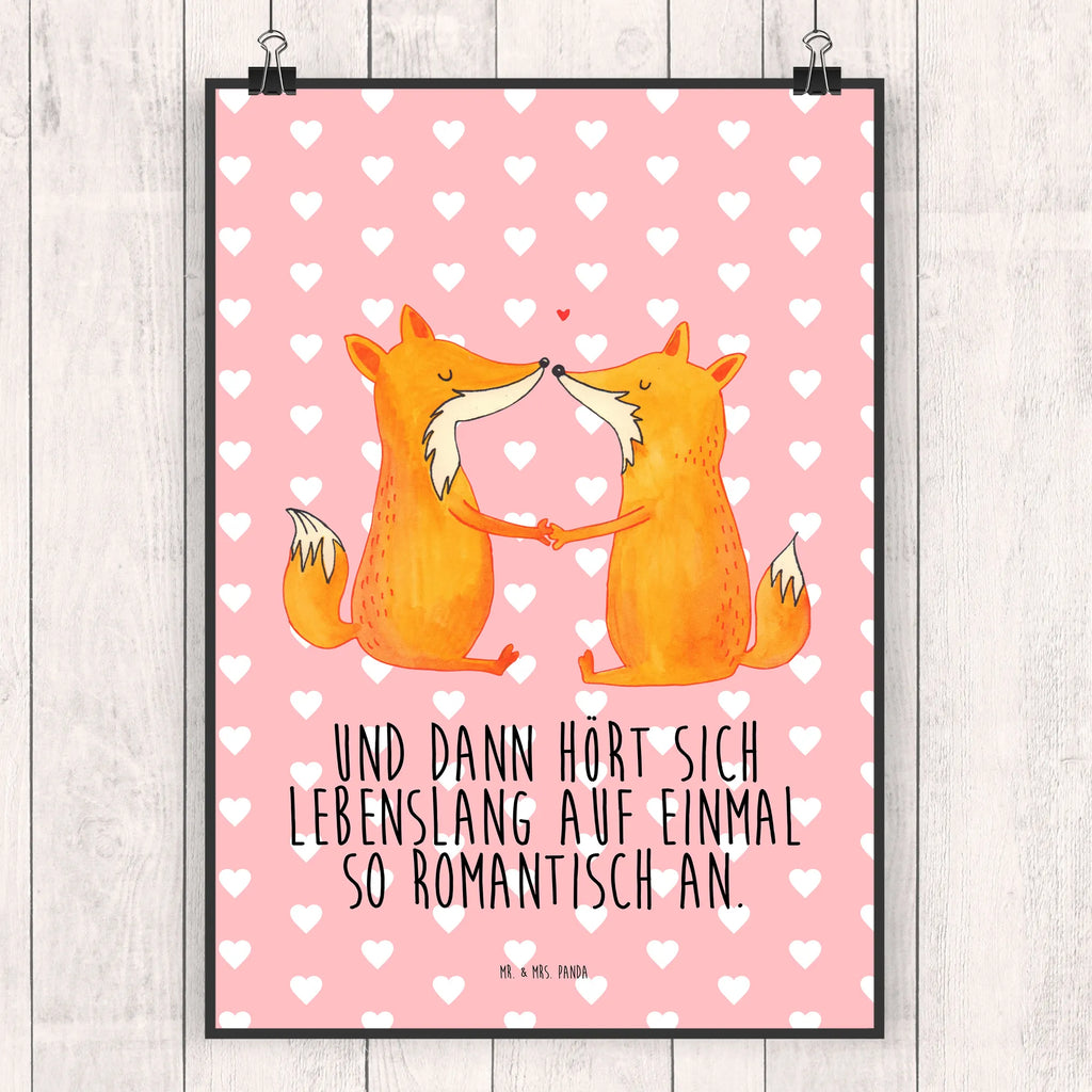Poster Füchse Liebe Bild für Wand, wandkunst, Wandbild, Wandposter, Wanddekoration, Wanddeko Bild, kunstposter, kunstdruck poster, wanddeko, Kunstdruck, Poster, Posterdruck, Deko Bild, Bild, drucke, Designposter, Mr. & Mrs. Panda Poster, kunst für die wand, Wandschmuck, wanddruck, Plakat, grafikposter, Fuchs, Freundin, Ehemann, Füchse, Partner, Verlobte, Ehe, Ehefrau, Fox, Liebesbeweis, Liebespaar, Freund, Liebe, Paar