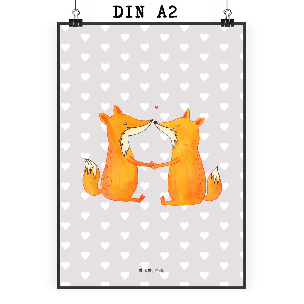 Poster Füchse Liebe Bild für Wand, wandkunst, Wandbild, Wandposter, Wanddekoration, Wanddeko Bild, kunstposter, kunstdruck poster, wanddeko, Kunstdruck, Poster, Posterdruck, Deko Bild, Bild, drucke, Designposter, Mr. & Mrs. Panda Poster, kunst für die wand, Wandschmuck, wanddruck, Plakat, grafikposter, Fuchs, Freundin, Ehemann, Füchse, Partner, Verlobte, Ehe, Ehefrau, Fox, Liebesbeweis, Liebespaar, Freund, Liebe, Paar