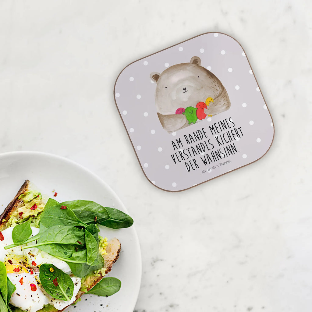 Square coaster bear Feeling glass coasters, presents, gift, breakfast, party, gifts, Coasters, bear, teddy, teddy bear, cuddly toy, Madness, Bear