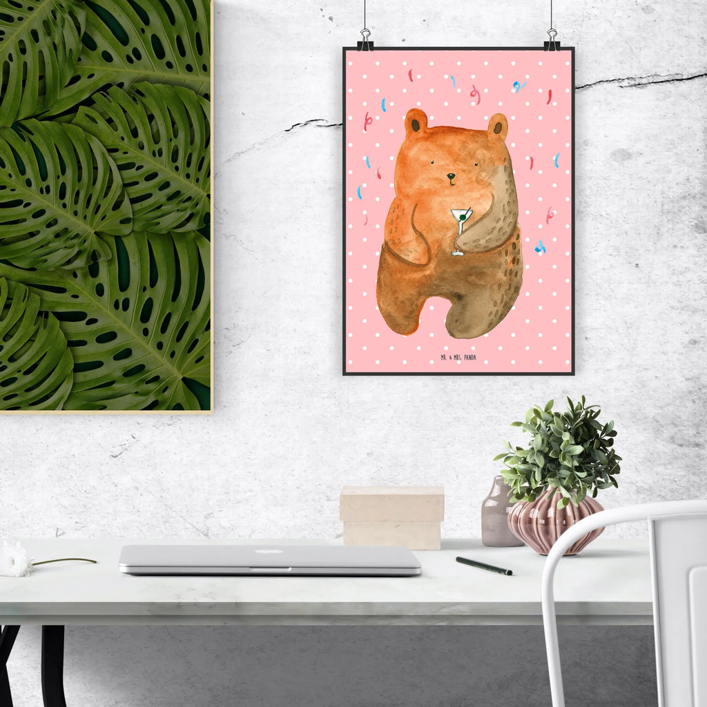 Poster bear party Handgemaltes Poster, Küchenposter, Wanddeko Bild, Poster, Bild, Posterdruck, Kinderposter, Raumdekoration, Wanddeko, Designposter, Wandposter, Wanddekoration, Mr. & Mrs. Panda Poster, Kunstdruck, Bär, Teddy, Teddybär, Lustig, Party, Geschenk, Geburtstagsgeschenk, Feiern, Geburtstag, Abfeiern, Mitbringsel, Gute Laune