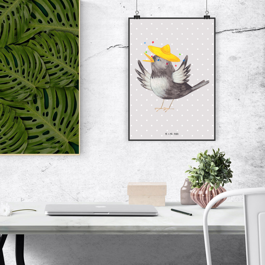 Poster Rabe Sombrero Bild, Poster, Wandschmuck, Wandbild, Design Poster, Wanddeko Bild, wanddruck, Deko Poster, Plakat, grafikposter, kunstdruck poster, Wandposter, kunstposter, wanddeko, wandkunst, Designposter, Panda Poster, Wanddekoration, Posterdruck, Mr. & Mrs. Panda Poster, typografie poster, Kunstdruck, drucke, Deko Bild, Tiermotive, Gute Laune, Lustige Sprüche, Tiere, Motivation, Froh, glücklich sein, Vögel, Glück Spruch, Elster, Spruch Positiv, Fröhlich sein, Rabe, Vogel