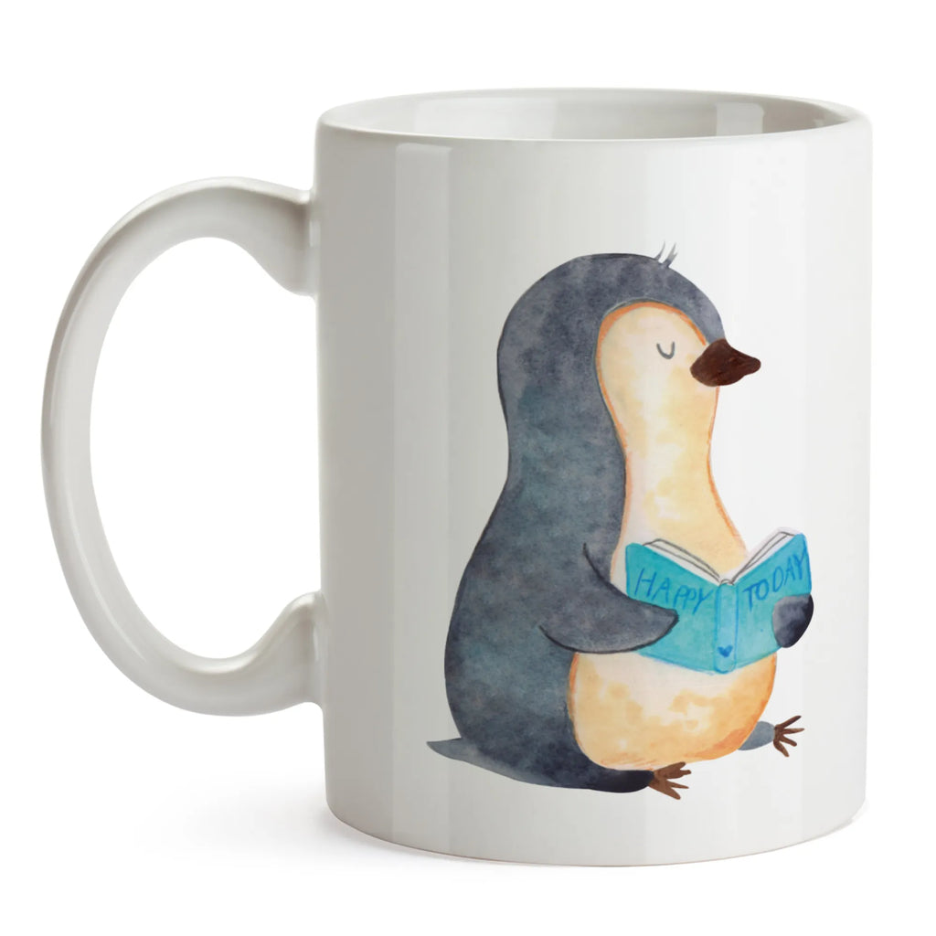 Tasse Pinguin Buch Teetasse, Porzellantasse, Keramiktasse, Geschenktasse, Tasse mit Zitaten, Kaffeetasse, Tasse, Bürotasse, Tasse mit Motiven, Pinguin, Bücherwurm, Lesen, Ferien, Freizeit, Nichtstun, Buch, Urlaub, Pinguine, Faulenzen