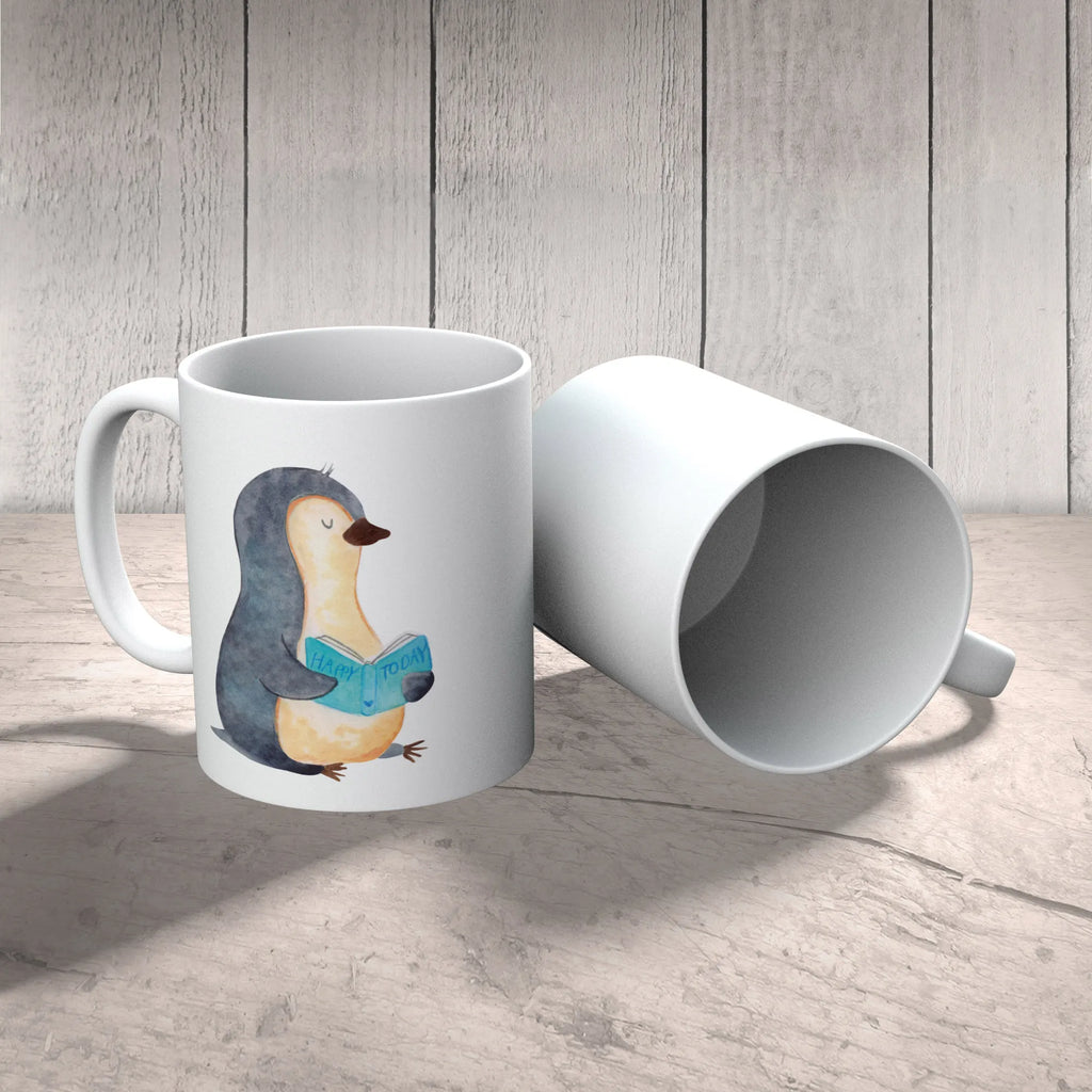 Tasse Pinguin Buch Teetasse, Porzellantasse, Keramiktasse, Geschenktasse, Tasse mit Zitaten, Kaffeetasse, Tasse, Bürotasse, Tasse mit Motiven, Pinguin, Bücherwurm, Lesen, Ferien, Freizeit, Nichtstun, Buch, Urlaub, Pinguine, Faulenzen