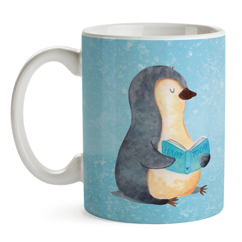 Tasse Pinguin Buch Teetasse, Porzellantasse, Keramiktasse, Geschenktasse, Tasse mit Zitaten, Kaffeetasse, Tasse, Bürotasse, Tasse mit Motiven, Pinguin, Bücherwurm, Lesen, Ferien, Freizeit, Nichtstun, Buch, Urlaub, Pinguine, Faulenzen