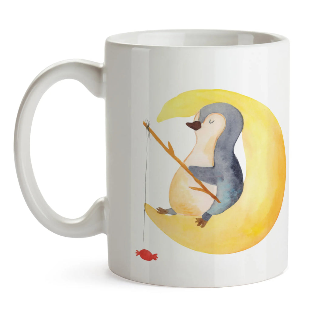 Mug Penguin moon Keramiktasse, Geschenktasse, Tasse, Bürotasse, Teetasse, Tasse mit Zitaten, Tasse mit Motiven, Kaffeetasse, Porzellantasse, Pinguin, Schlafstörungen, Nachtruhe, Gästezimmer, Schlafzimmer, schlafen, Spruch, Pinguine, Einschlafen