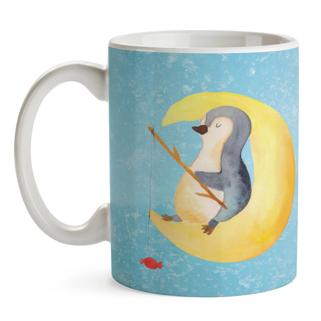 Mug Penguin moon Keramiktasse, Geschenktasse, Tasse, Bürotasse, Teetasse, Tasse mit Zitaten, Tasse mit Motiven, Kaffeetasse, Porzellantasse, Pinguin, Schlafstörungen, Nachtruhe, Gästezimmer, Schlafzimmer, schlafen, Spruch, Pinguine, Einschlafen