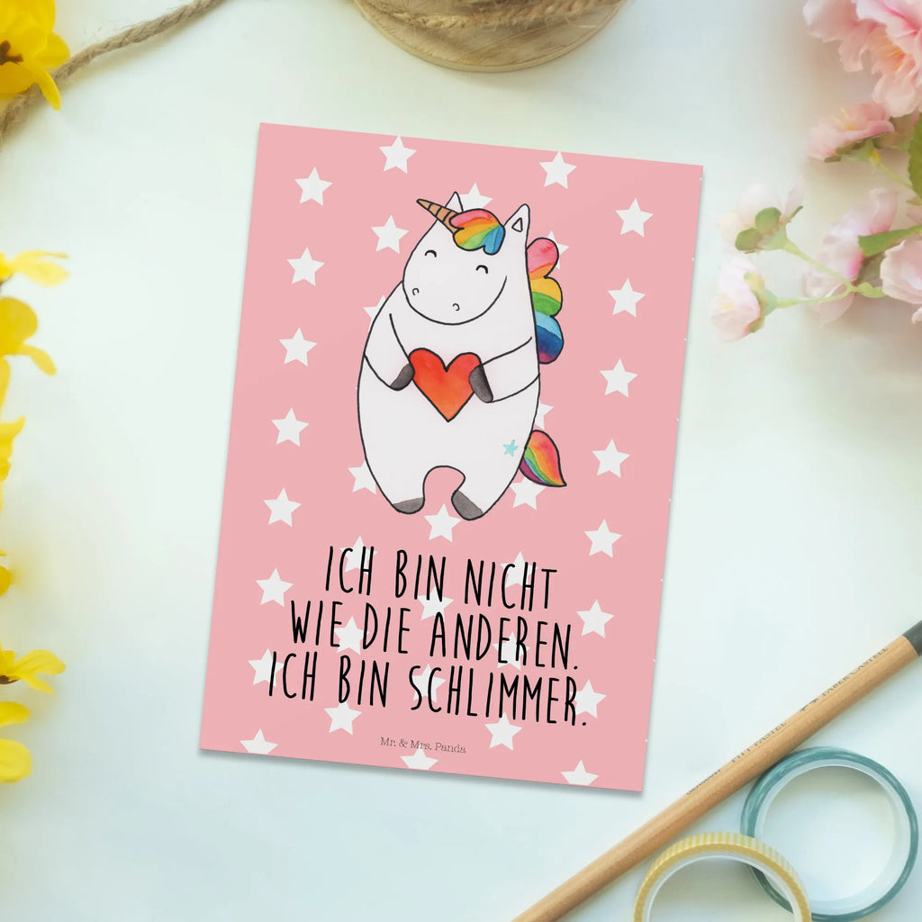 Postcard unicorn Heart Dankeskarte, Geschenkkarte, Einladung, Karte, Ansichtskarten, Einladungskarte, Einladungskarten Geburtstag, Einladung Geburtstag, Ansichtskarte, Grußkarte, Postkarte, Geburtstagskarte, Einhorn, Einhörner, Einhorn Deko, Unicorn, lustig, Herz, anders, witzig, Freundin, schlimm, bunt, böse