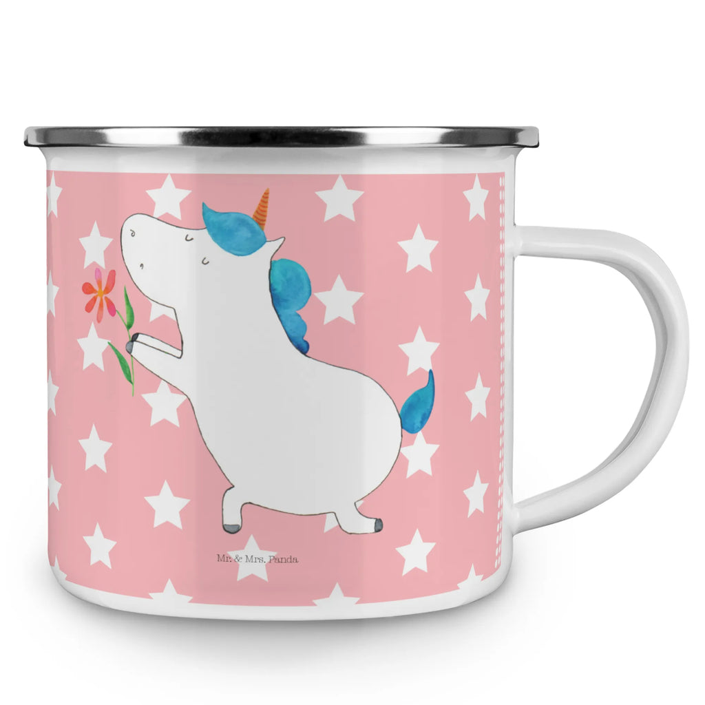 Kempingowy kubek emaliowany jednorożec kwiat Jednorożec, jednorożce, dekoracje jednorożca, jednorożec