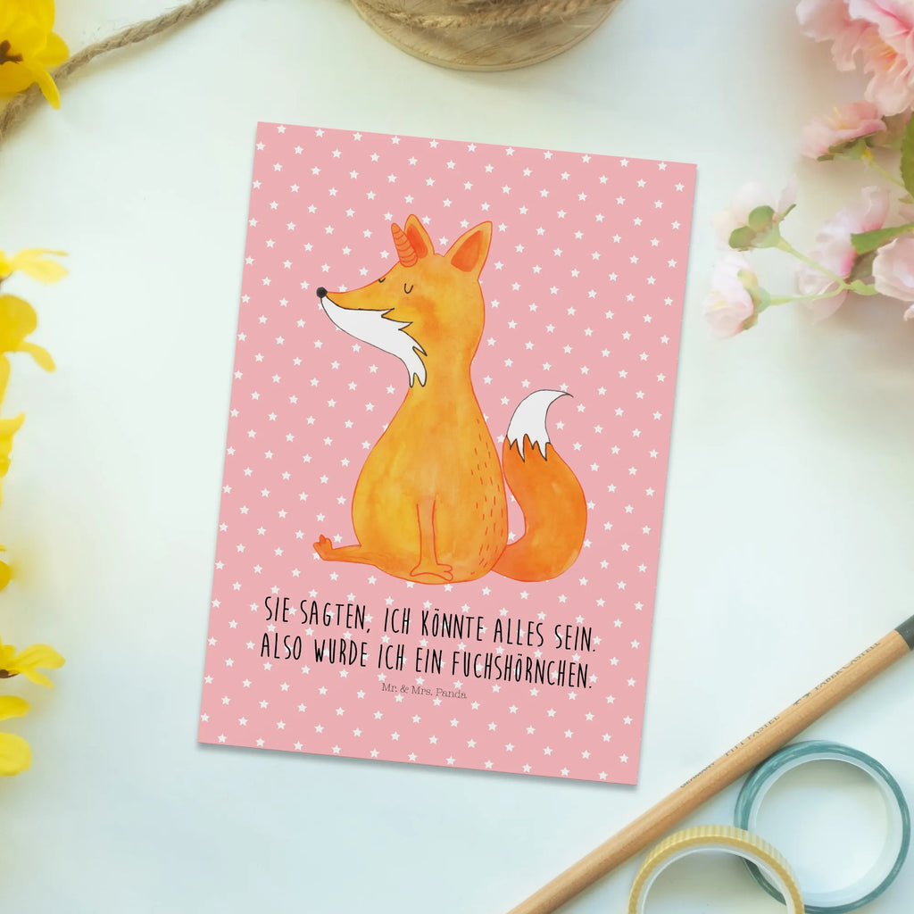 Postcard unicorn Fox gift card, Postcard, paper, card, postcards, invitation card, gift, invitation, letter, unicorn, unicorns, foxycorn, fox, fox horns, foxes