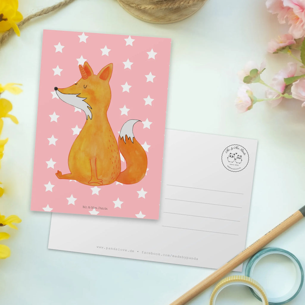 Postcard unicorn Fox gift card, Postcard, paper, card, postcards, invitation card, gift, invitation, letter, unicorn, unicorns, foxycorn, fox, fox horns, foxes