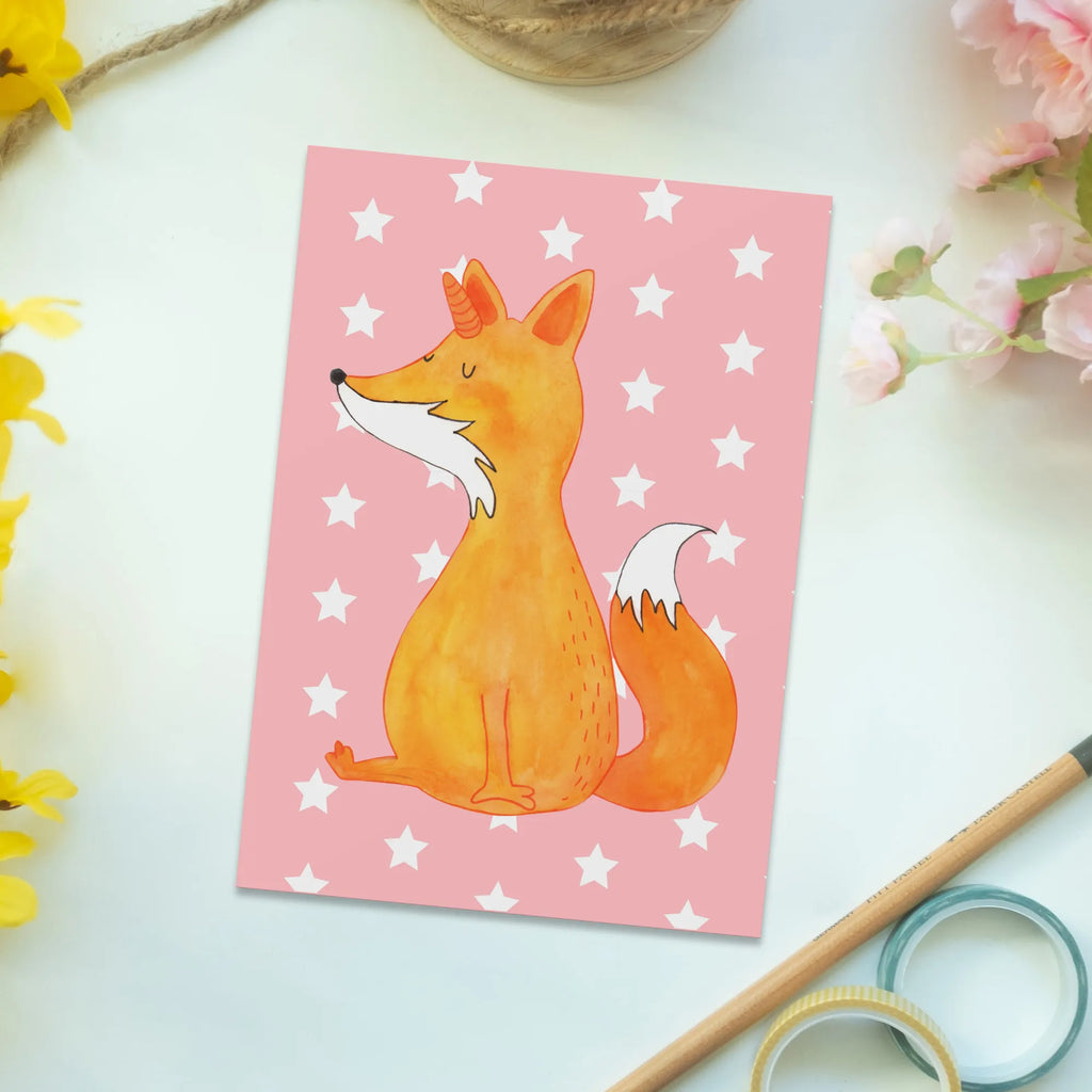 Postcard unicorn Wish gift, gift card, card, invitation card, Postcard, letter, postcards, invitation, paper, unicorn, unicorns, fox, foxycorn, fox horns, foxes