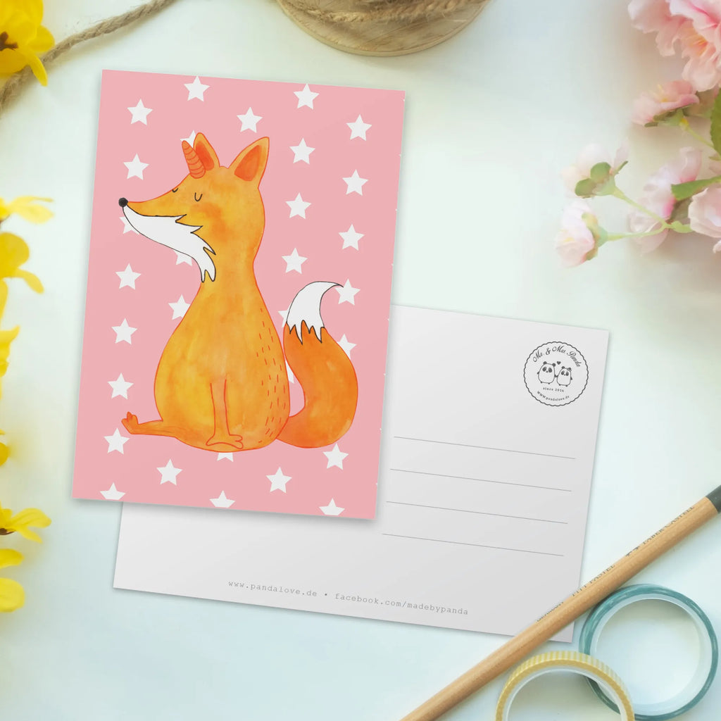 Postcard unicorn Wish gift, gift card, card, invitation card, Postcard, letter, postcards, invitation, paper, unicorn, unicorns, fox, foxycorn, fox horns, foxes
