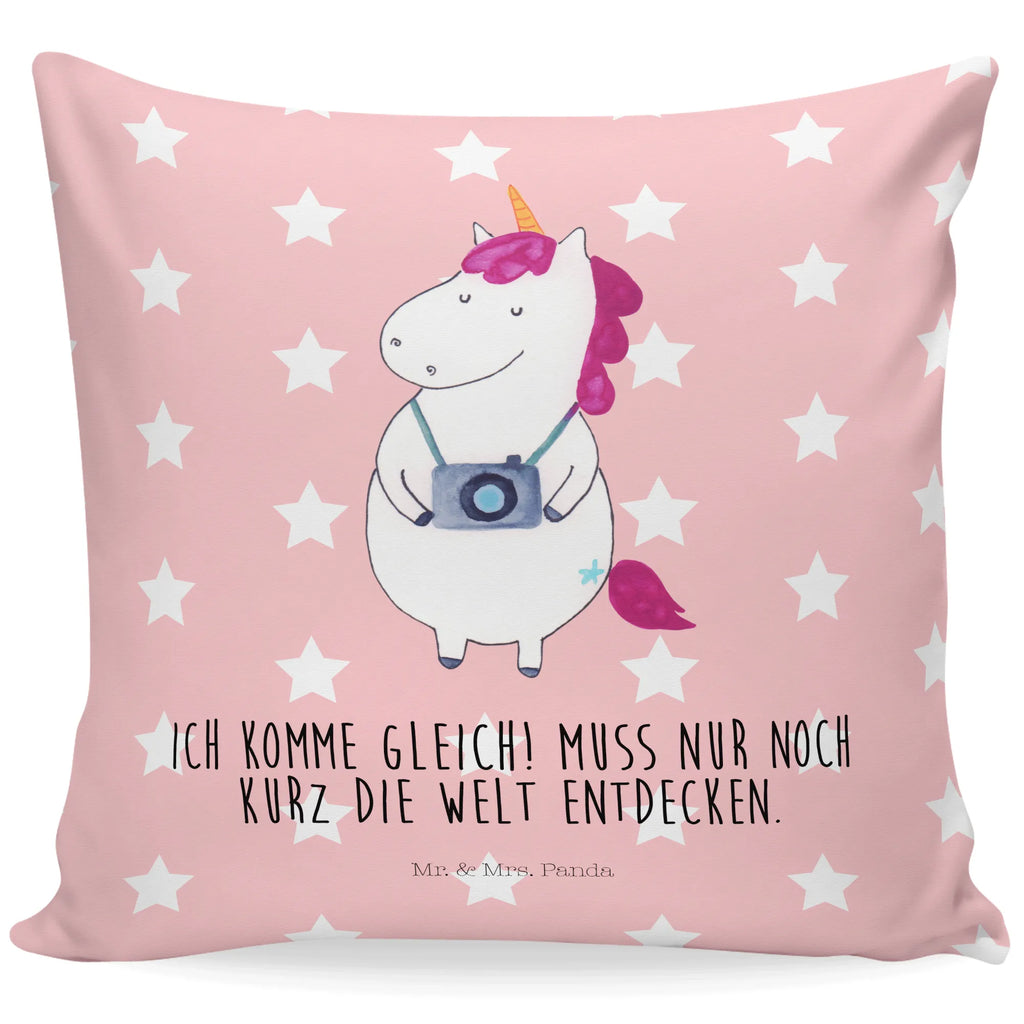 Cushion unicorn photographer 40 x 40, couch, Pillow, fluffy, pillows, bedroom, 40x40, bed, sofa, settee, soft, pad, cushion, pillow case, unicorn, unicorns, Photography, Traveler gift, Holiday, Camera, Unicorn, Photographer gift, Tourist, Traveling, Photographer