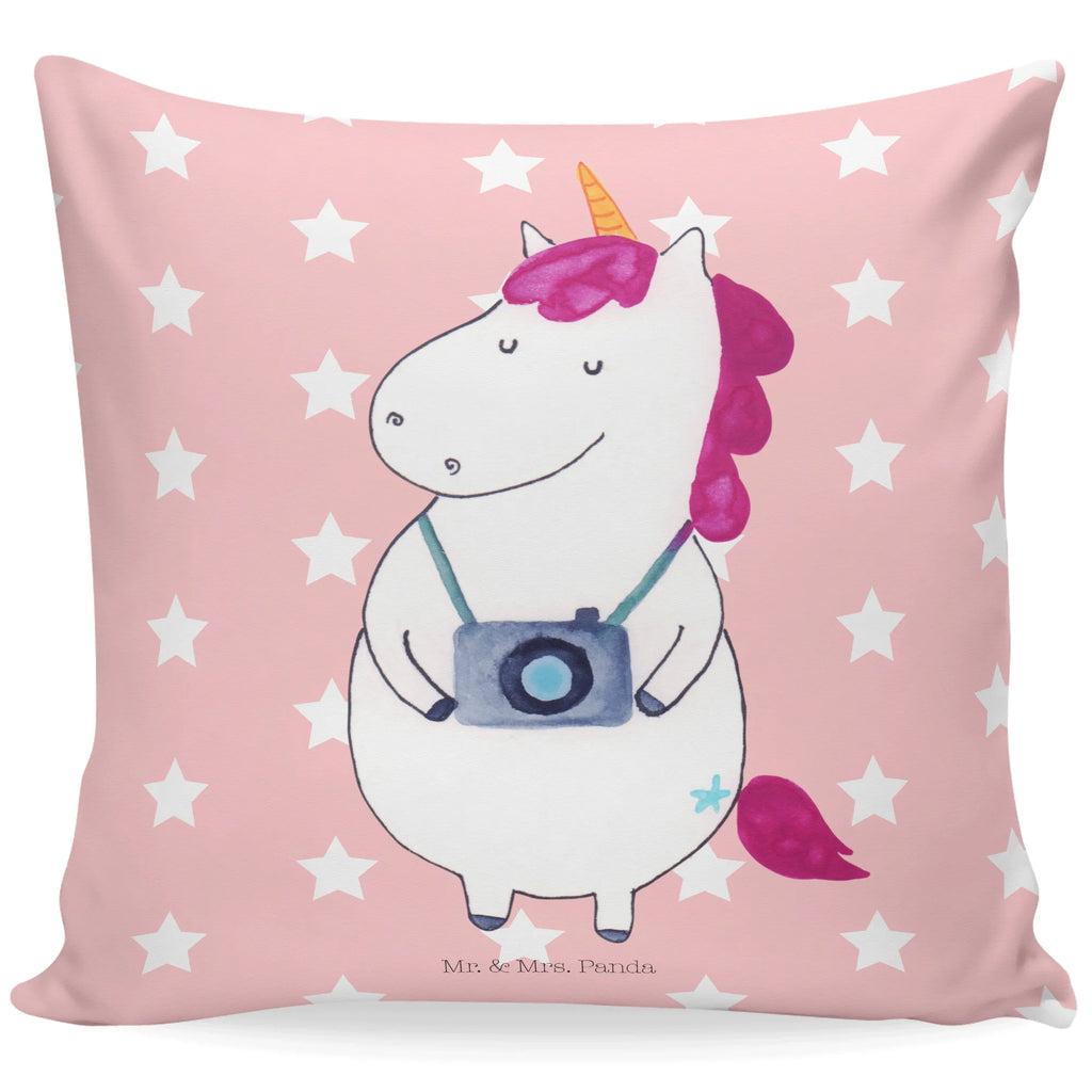 Cushion unicorn photographer 40 x 40, couch, Pillow, fluffy, pillows, bedroom, 40x40, bed, sofa, settee, soft, pad, cushion, pillow case, unicorn, unicorns, Photography, Traveler gift, Holiday, Camera, Unicorn, Photographer gift, Tourist, Traveling, Photographer